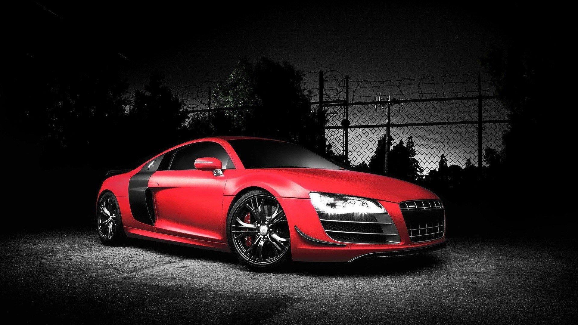 1920x1080 Red Audi R8 Red Car Night Desktop Wallpaper