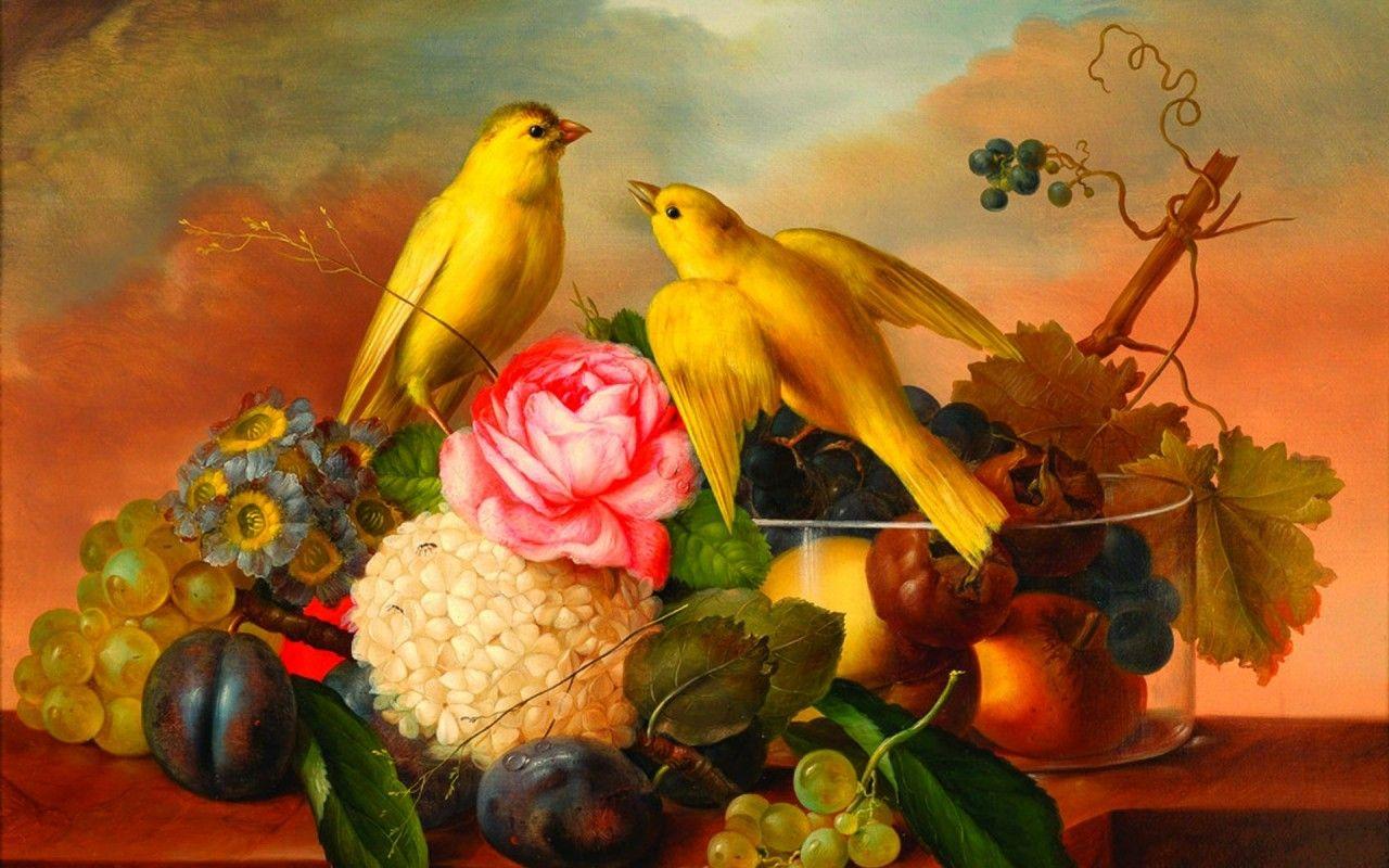 1280x800 Yellow Birds Flowers & Fruits wallpaper. Yellow Birds Flowers