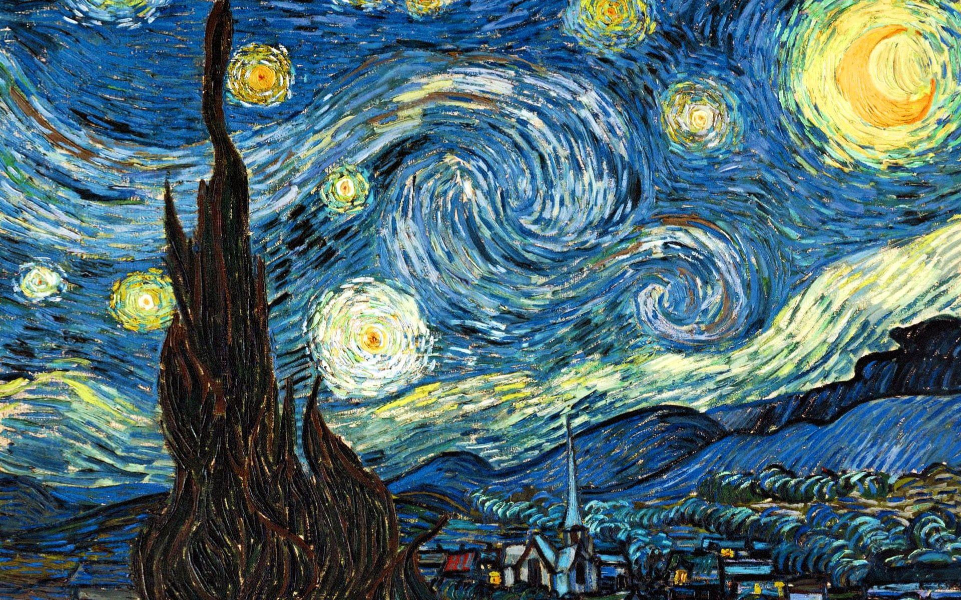 1920x1200 Starry Night by Vincent Van Gogh painting HD wallpaper. Wallpaper