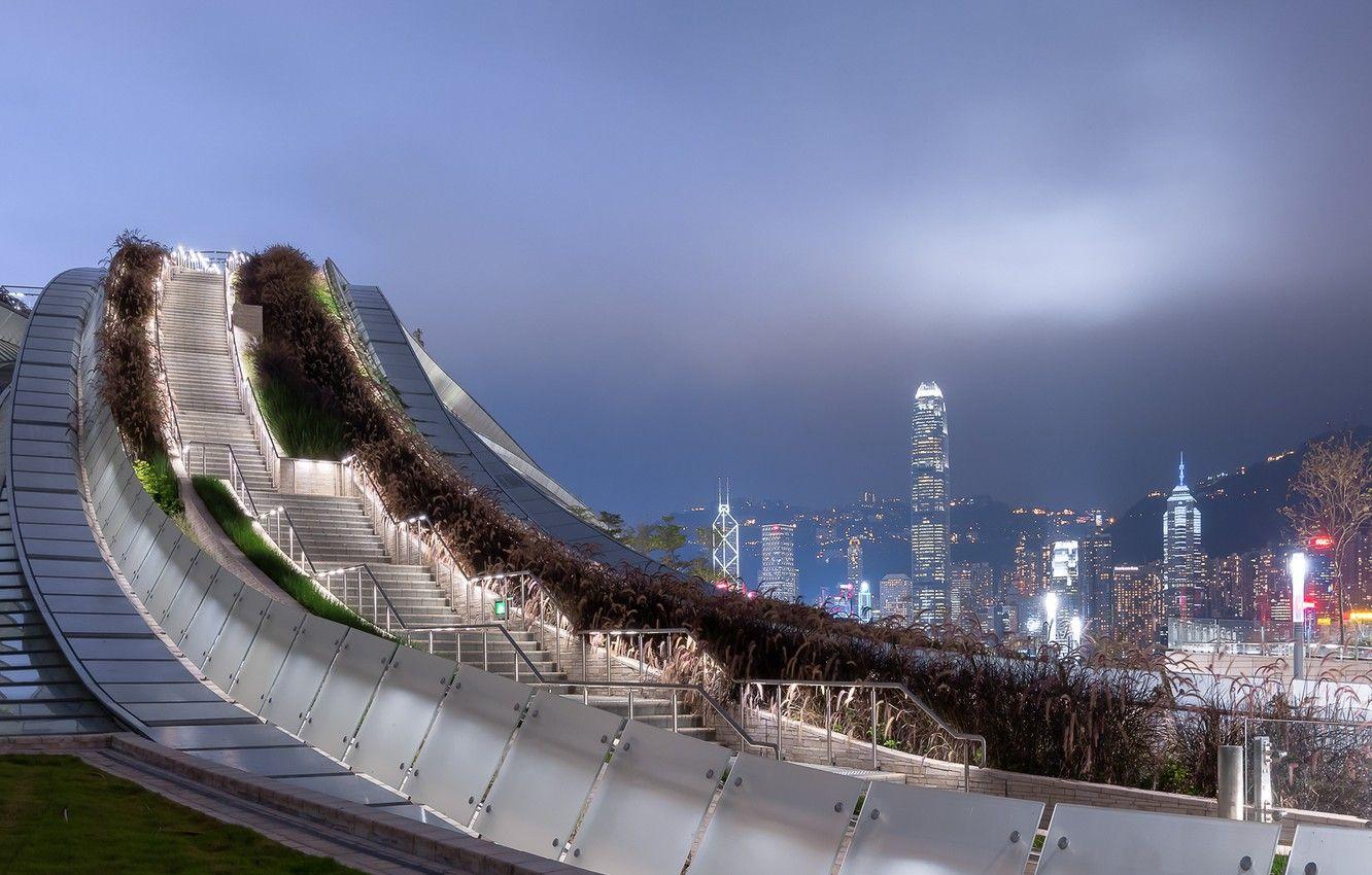 1332x850 Wallpaper mountains, lights, construction, stage, West Kowloon HSR