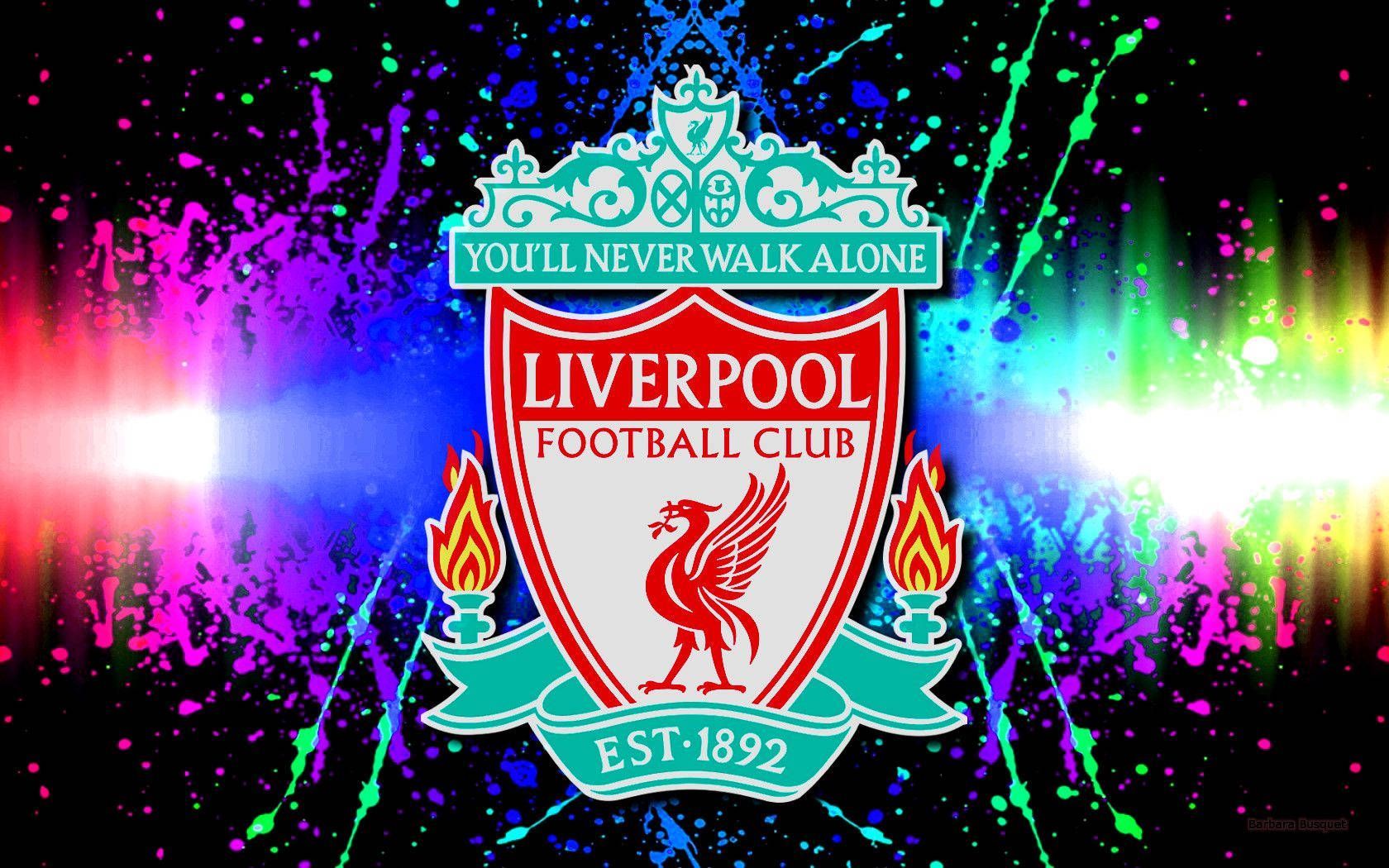 1680x1050 Download The iconic logo of Liverpool FC glows in brilliant neon for all fans to remember. Wallpaper