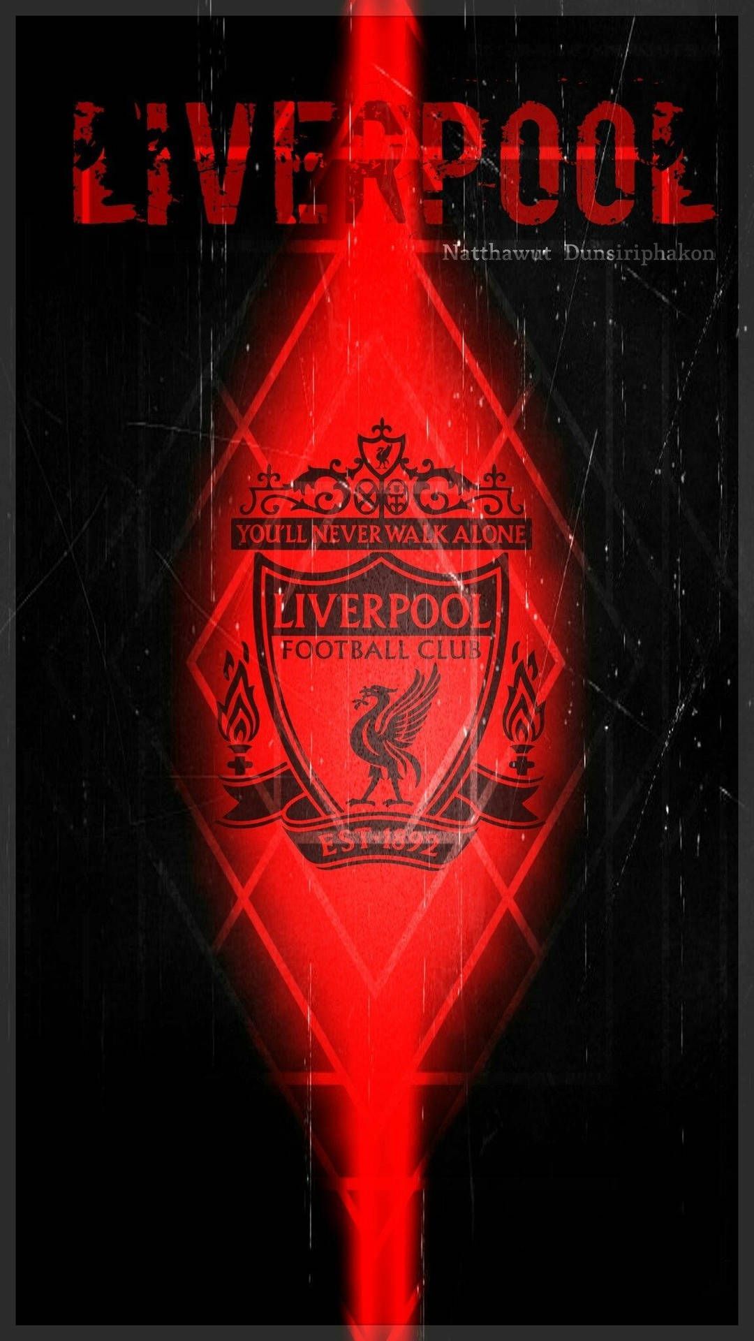 1080x1920 Download An Unique Artwork of Liverpool FC's Emblematic Team Colours Red and Black Wallpaper