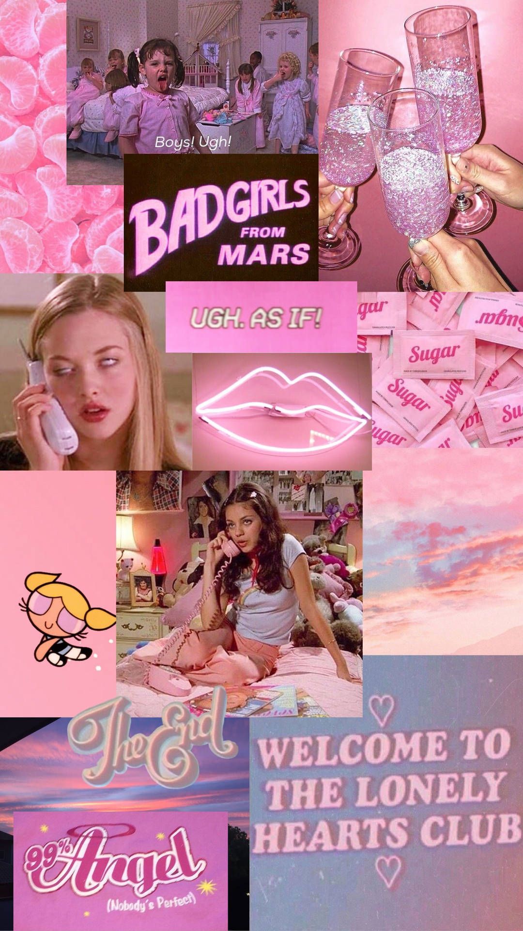 1080x1920 Download Baddie Aesthetic Collage In Pink Wallpaper