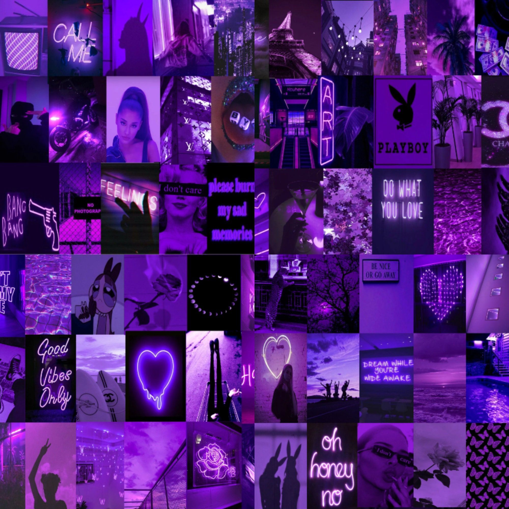 2000x2000 Purple Wall Collage Kit, Baddie Aesthetic, Purple Room Decor, Grunge Room Decor, 103PC DIGITAL DOWNLOAD