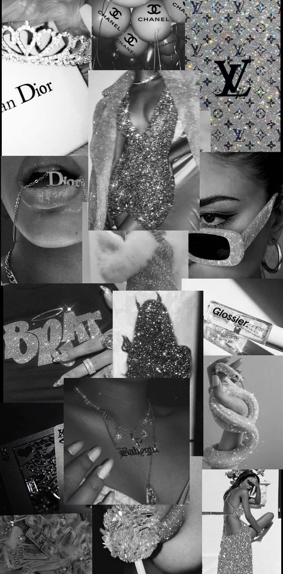 949x1920 Download Monochrome Party Baddie Collage iPhone Wallpaper