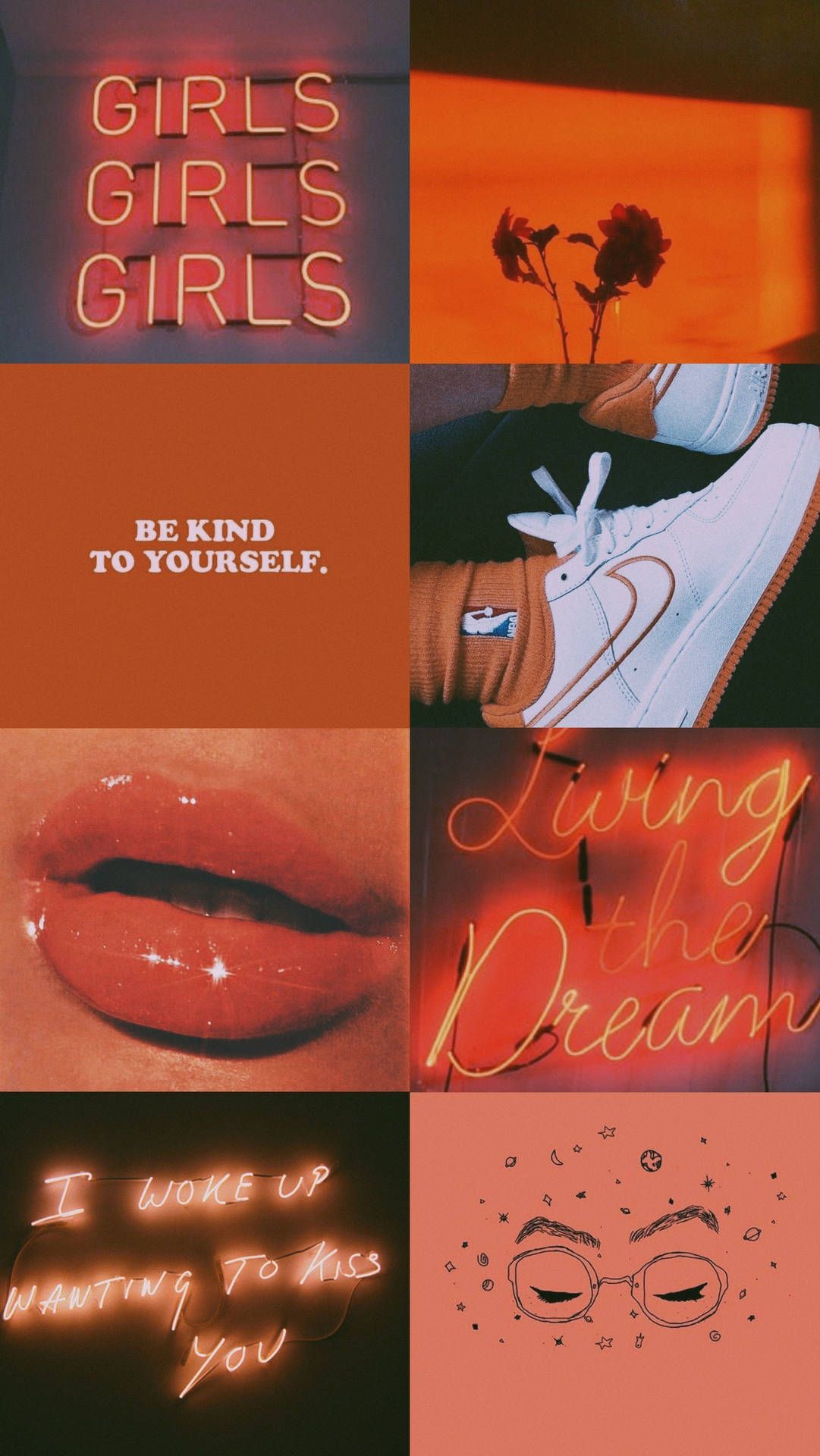 1081x1920 Download Aesthetic Orange Baddie Collage Wallpaper