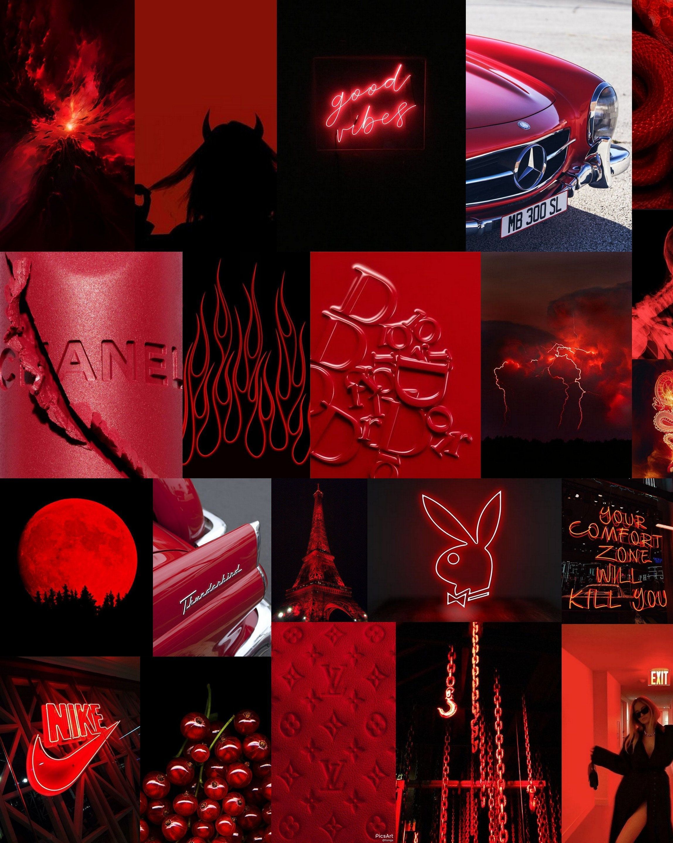 2297x2880 Red Aesthetic Baddie Wall Collage Kit 61 Pieces