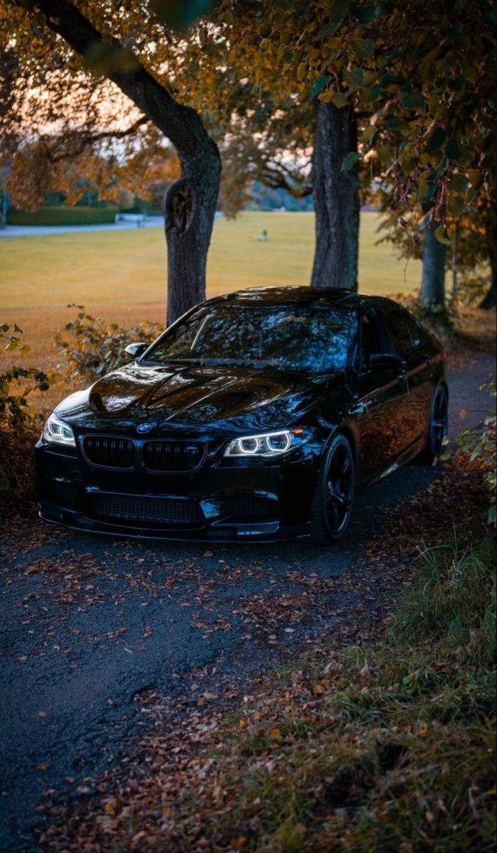 700x1200 Sleek Black BMW Parked on the Side of the Road
