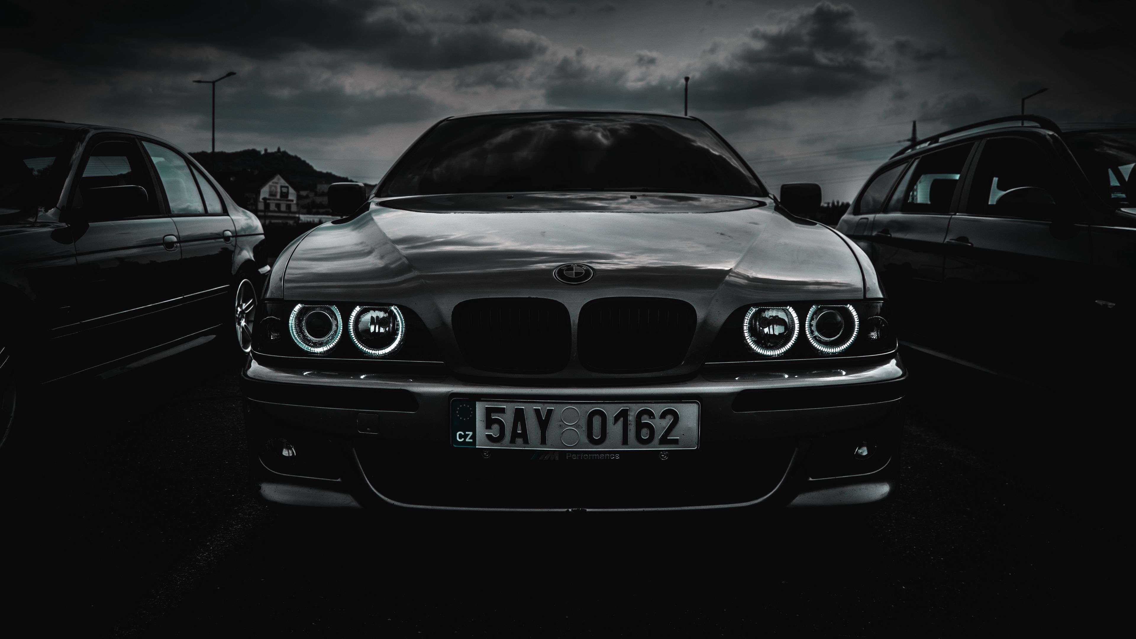 3840x2160 Download wallpaper 3840x2160 bmw m bmw, car, front view, black and white 4k uhd 16:9 HD background