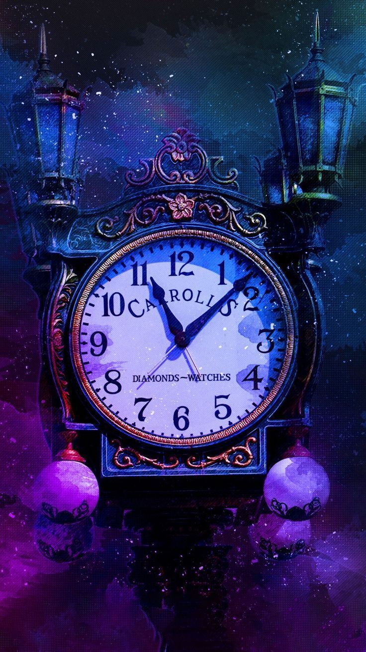 736x1308 Dark Purple Clock Wallpaper. Midnight clock wallpaper, Galaxy clock wallpaper, Purple galaxy clock aesthetic