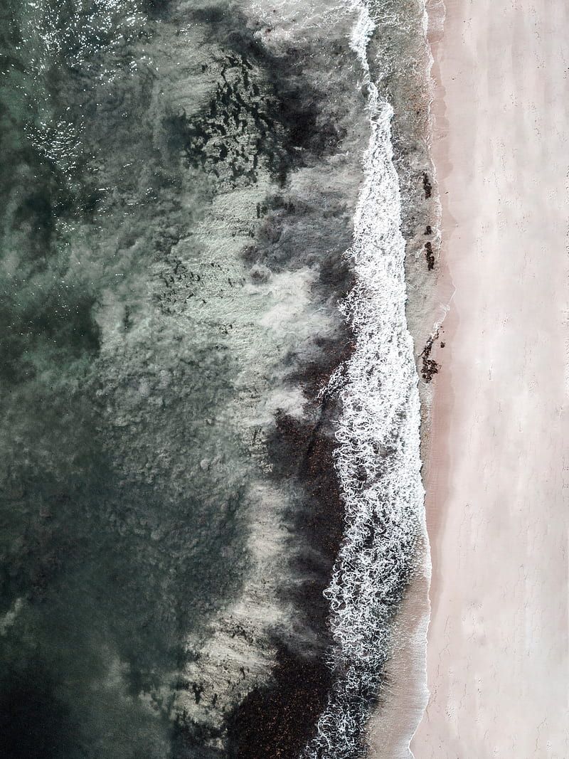800x1067 Sea, beach, aerial view, wave, surf, sand, HD phone wallpaper