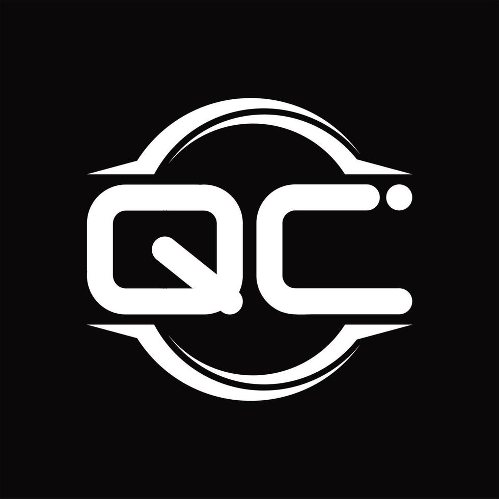 980x980 QC Logo monogram with circle rounded slice shape design template