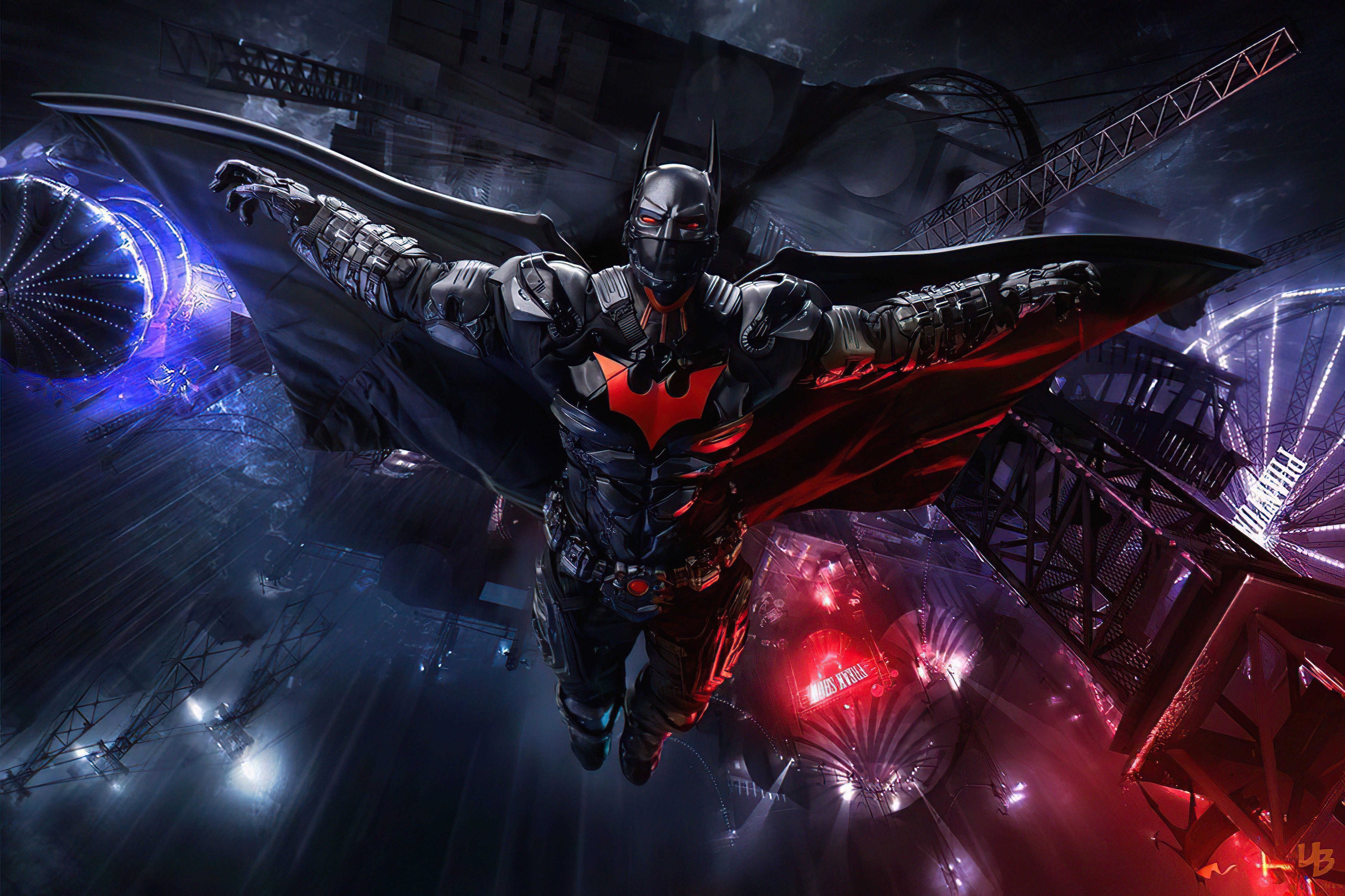 5120x3413 Hight Tech Batman Suit open wings Wallpaper 5k for Desktop