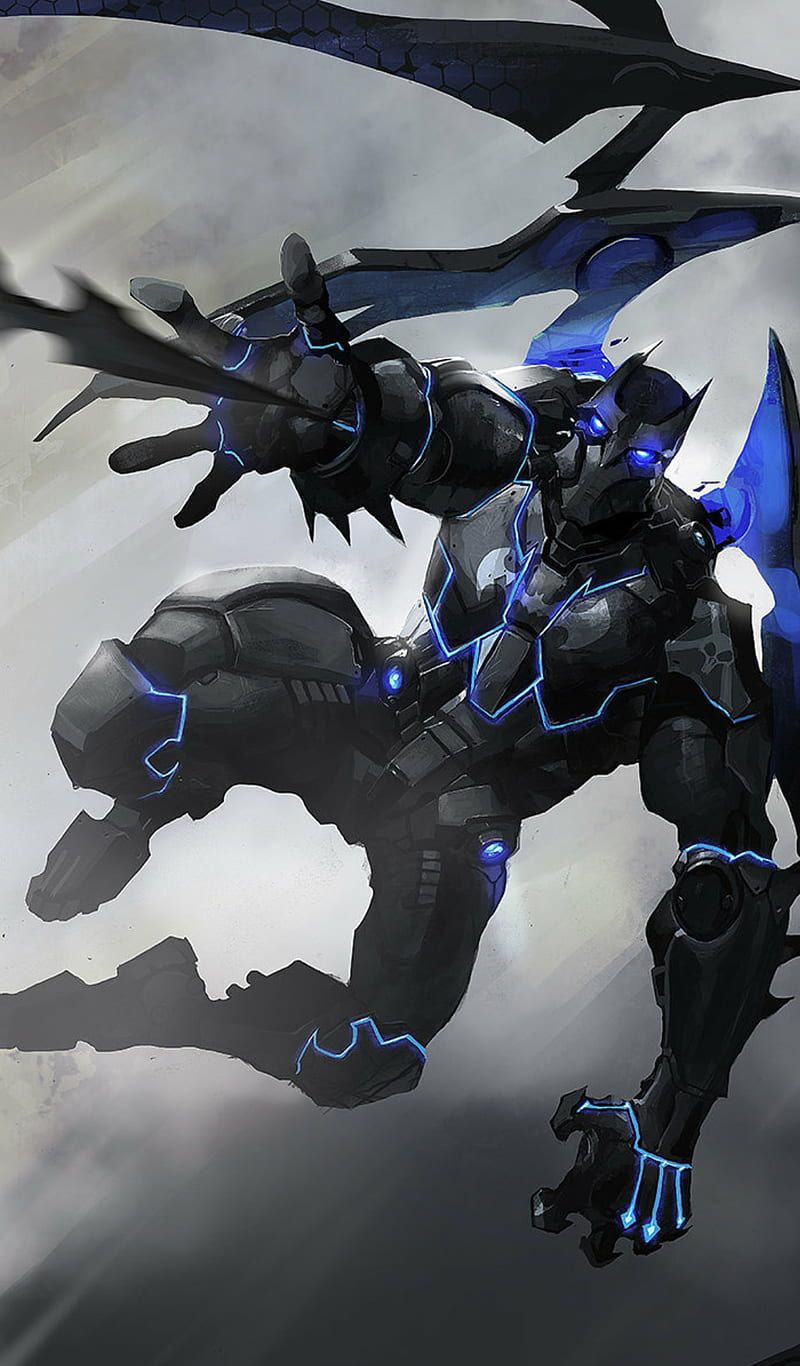 800x1366 Batman Mech, armor, black, blue, knight, last, suit, HD phone wallpaper