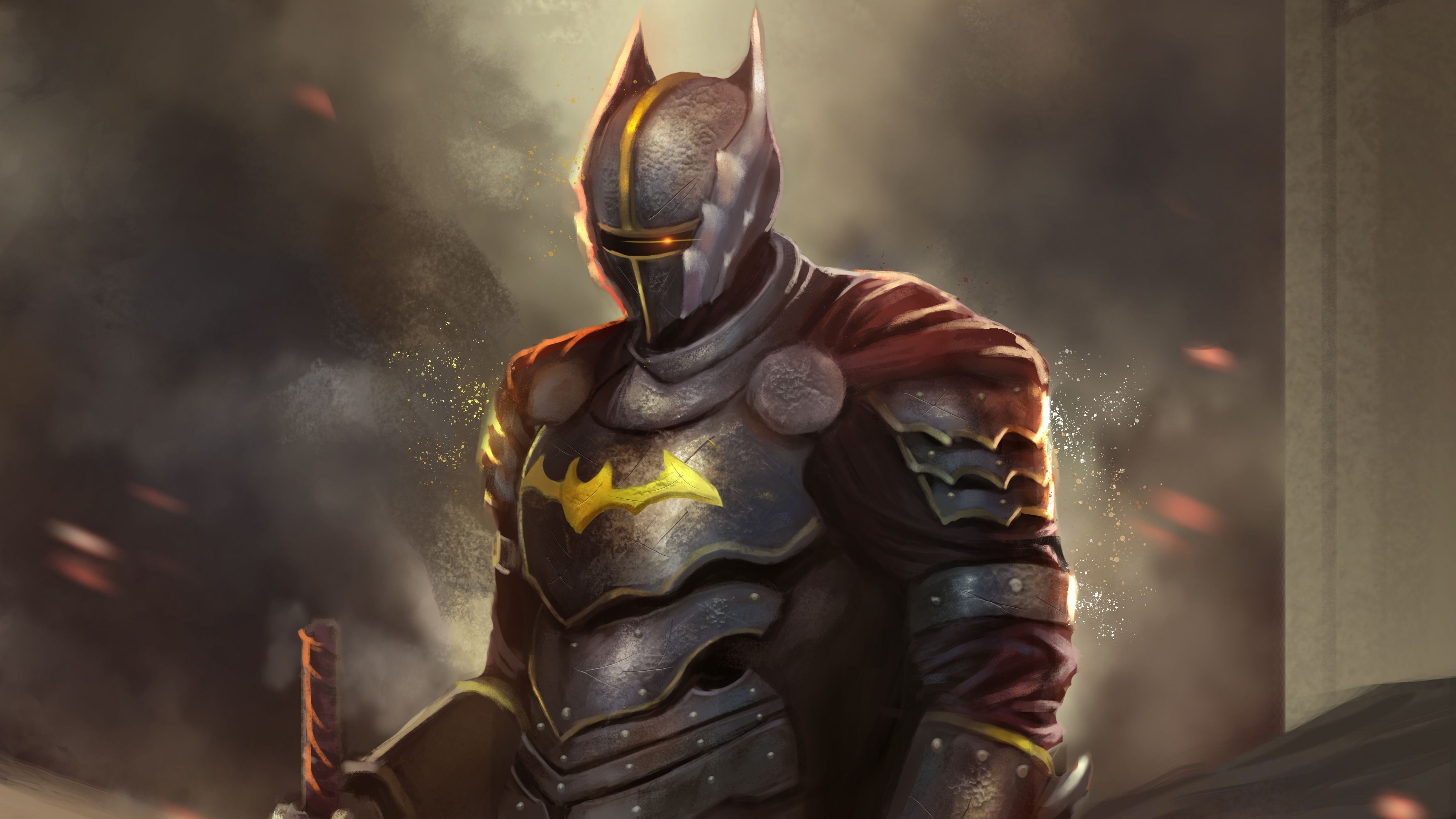 3508x1973 Armored Batman HD Wallpaper DC Comics Hero in Battle Gear by Steven Elim Tali