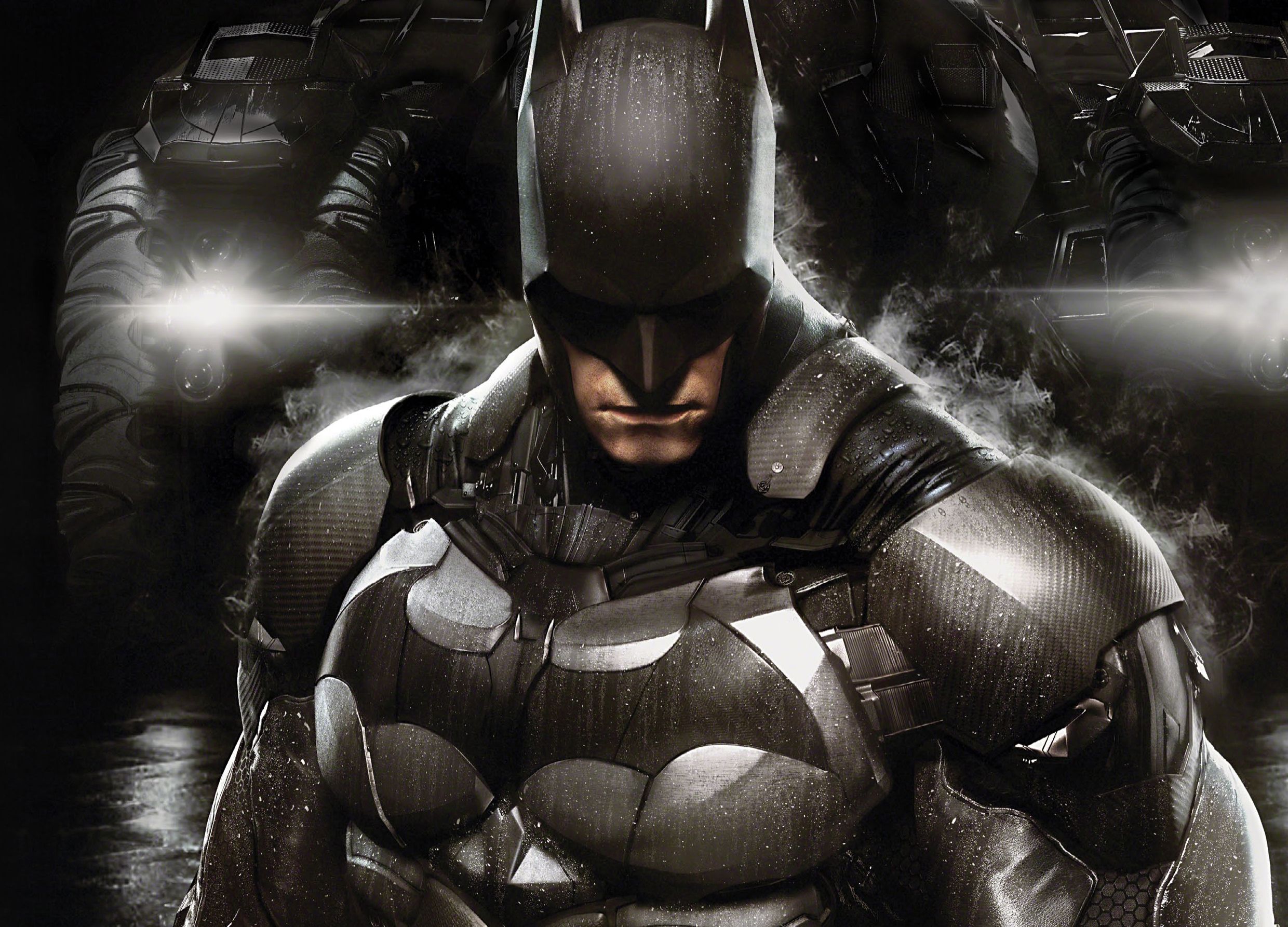 2480x1785 Wallpaper drops, lights, smoke, armor, fighter, equipment, defender, Bruce Wayne for mobile and desktop, section игры, resolution 2480x1785