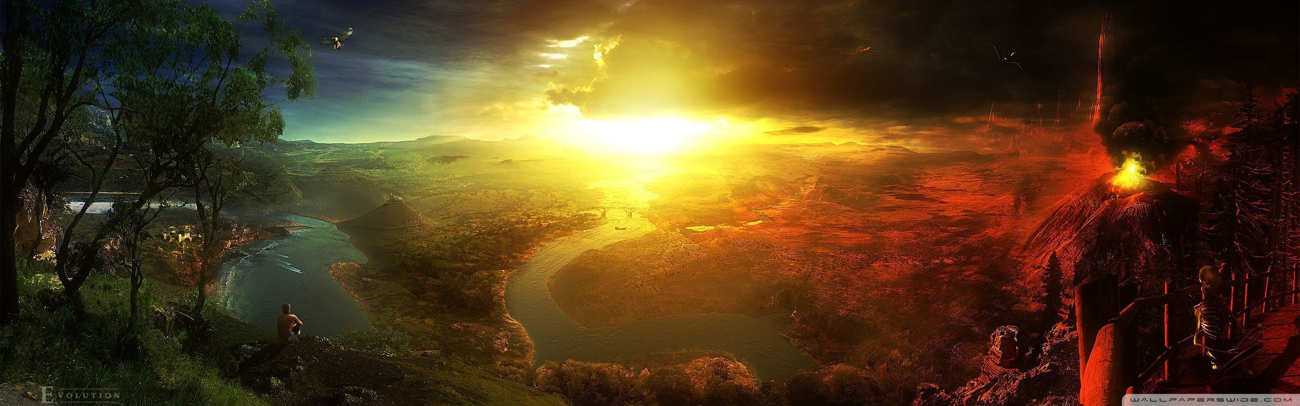 2560x800 Heaven Vs Hell 4K UHD Wallpaper for UltraHD Desktop and TV : Widescreen and UltraWide Display : Smartphone and Tablet Devices