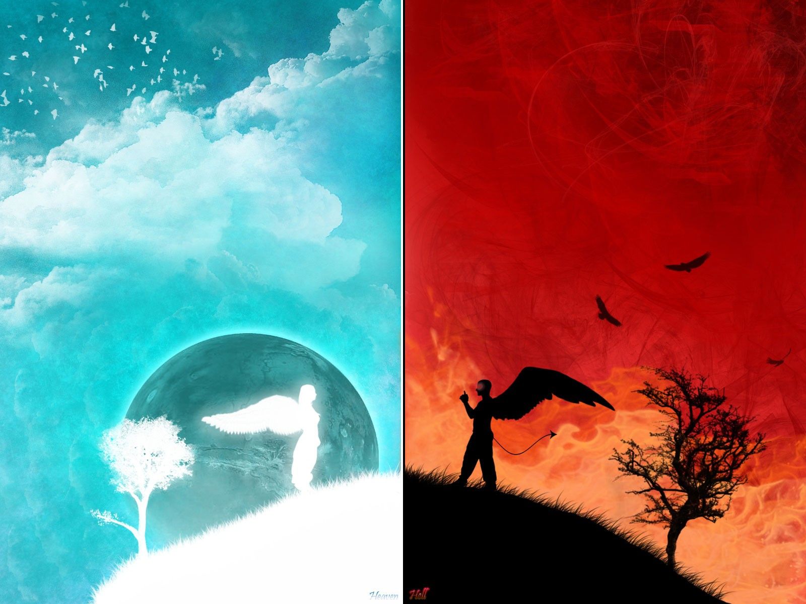 1600x1200 Wallpaper Hell, Heaven, Paradise for mobile and desktop, section настроения, resolution 1600x1200