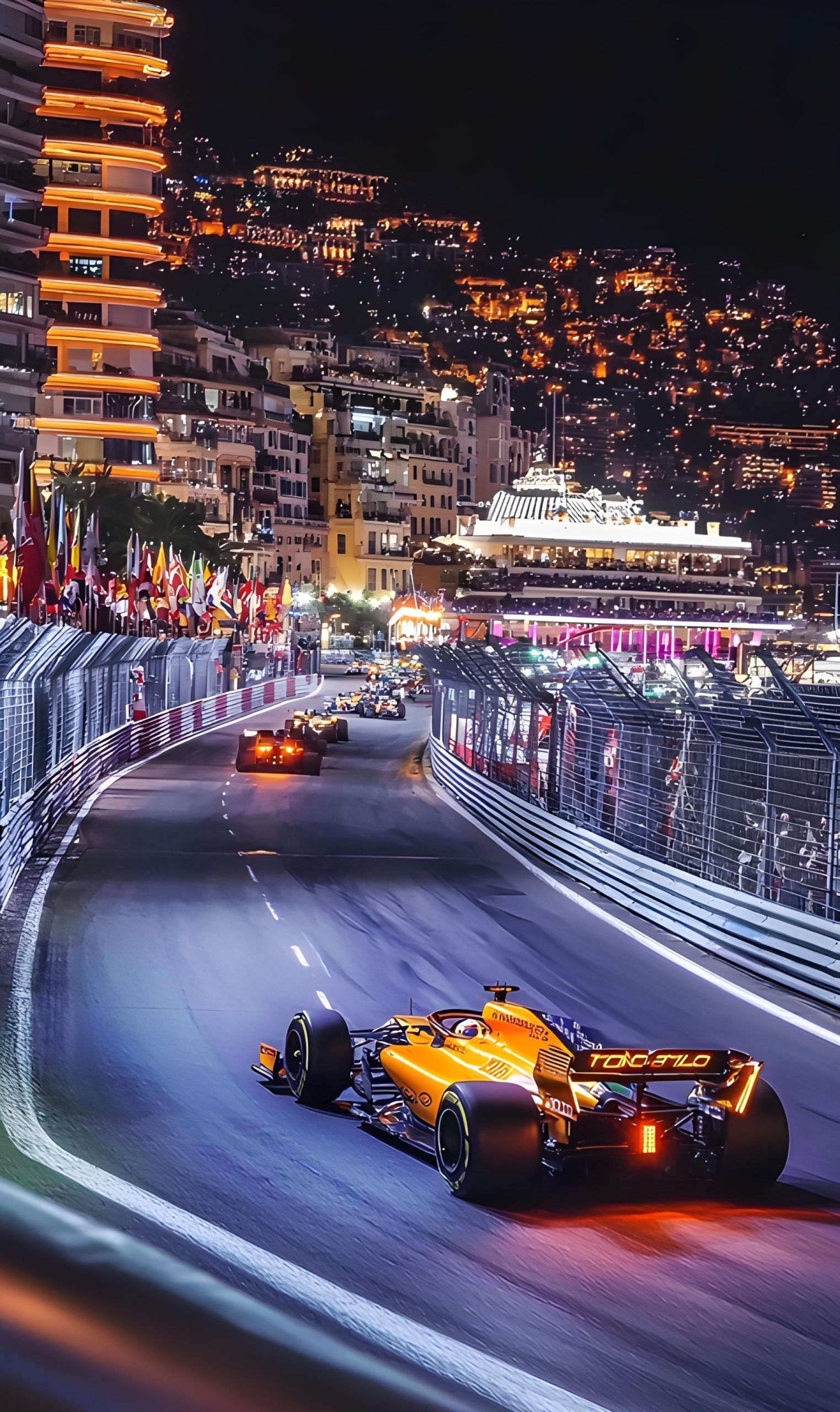 1523x2560 Monaco Grand Prix Night Race: McLaren Dominates Image stock image for commercial use