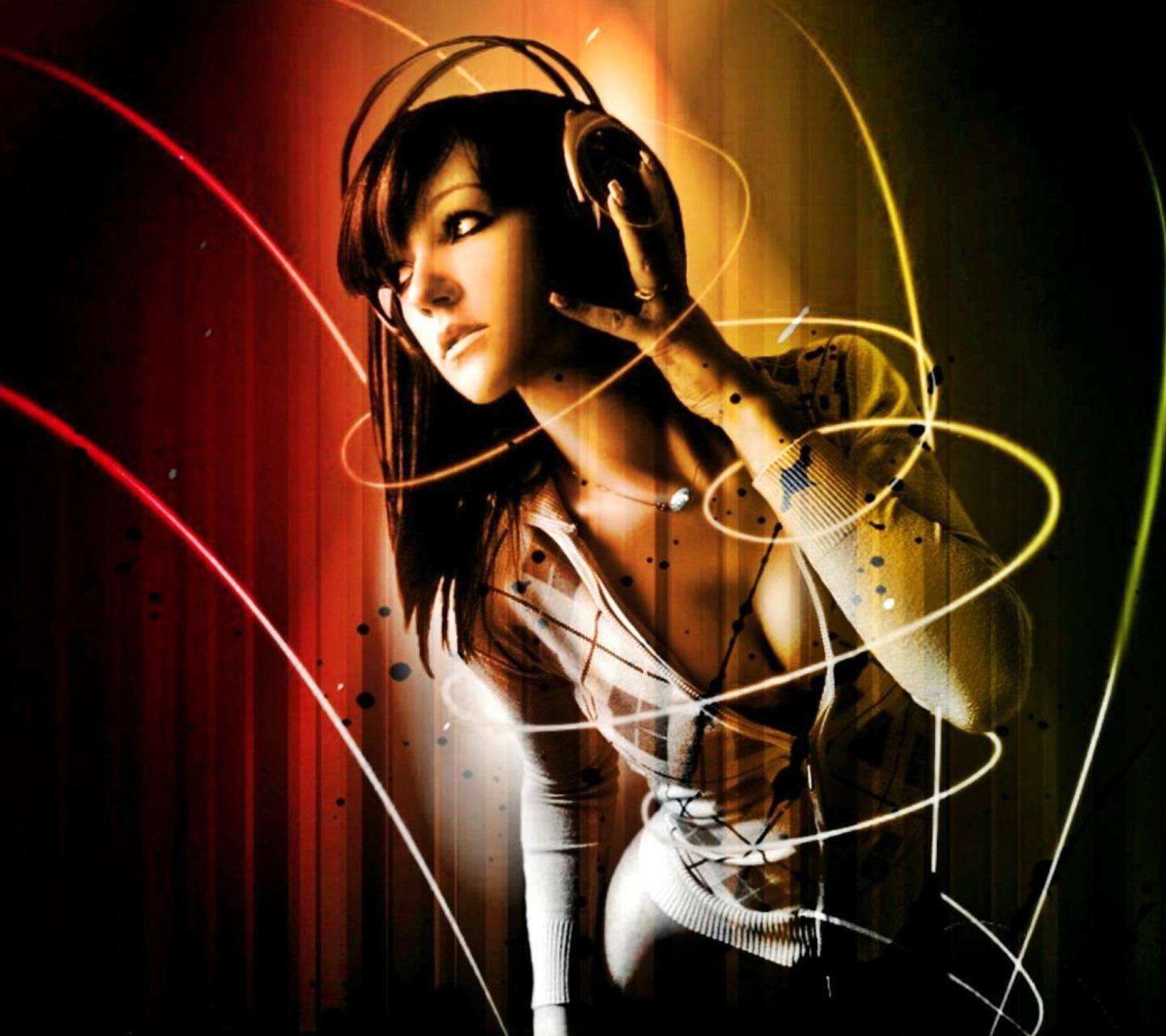 1440x1280 Music Girl wallpaper