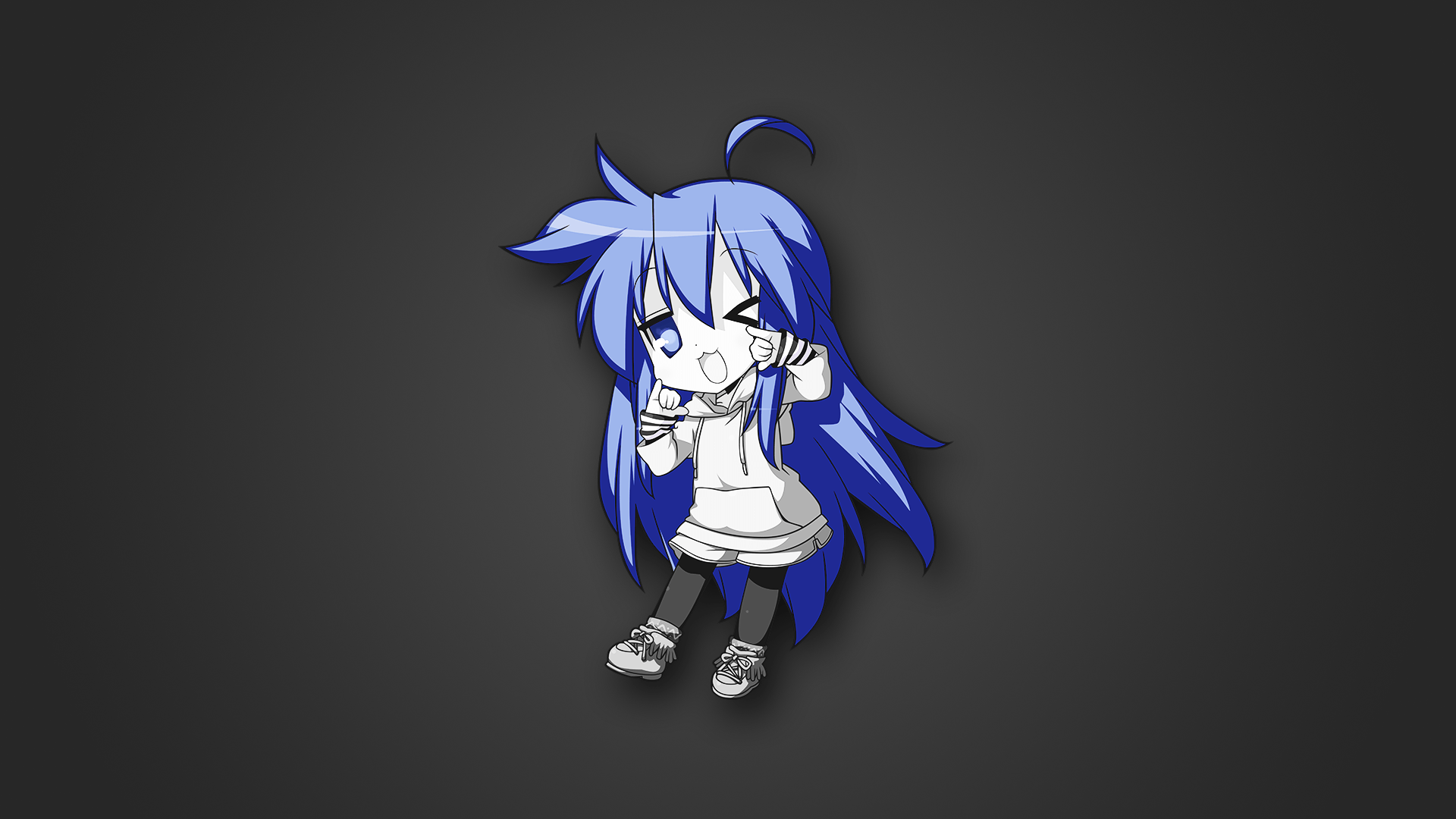 1920x1080 anime, monochrome, Lucky Star, blue, Izumi Konata (1920x1080px) on