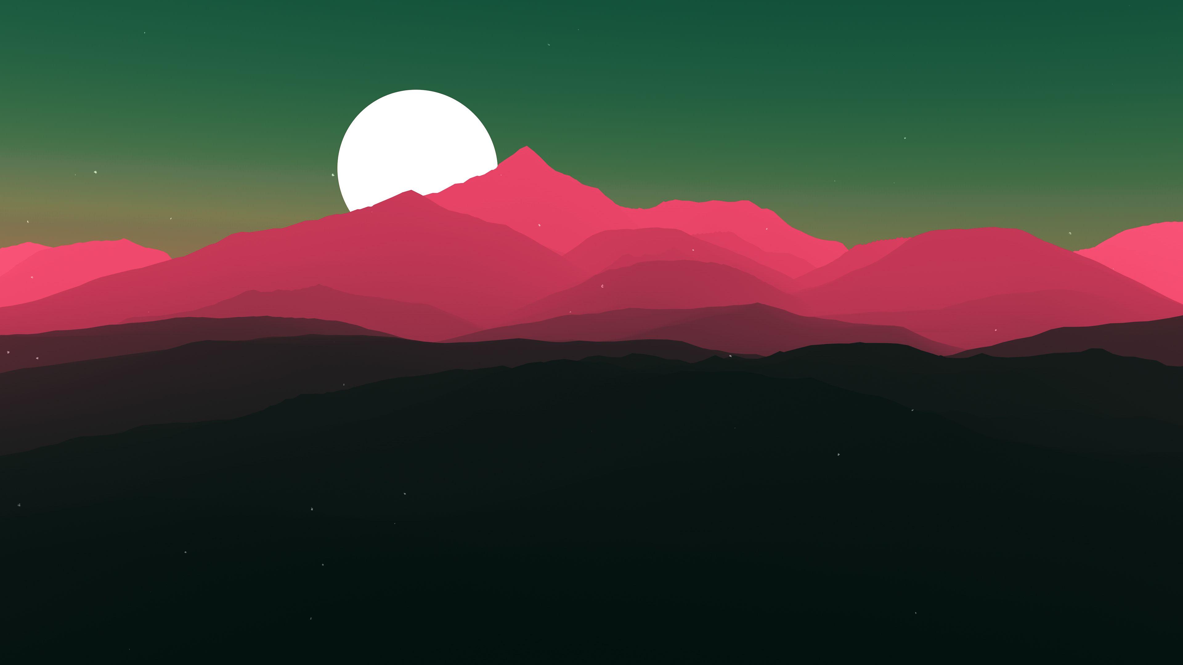 3840x2160 #Minimal, #Mountains, #Sun, #Moon, K. Minimal wallpaper
