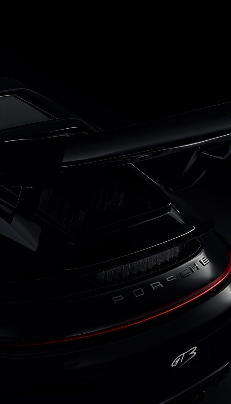 768x1344 Dramatic Low Key Porsche GT3 Sports Car Rear View Mobile Wallpaper