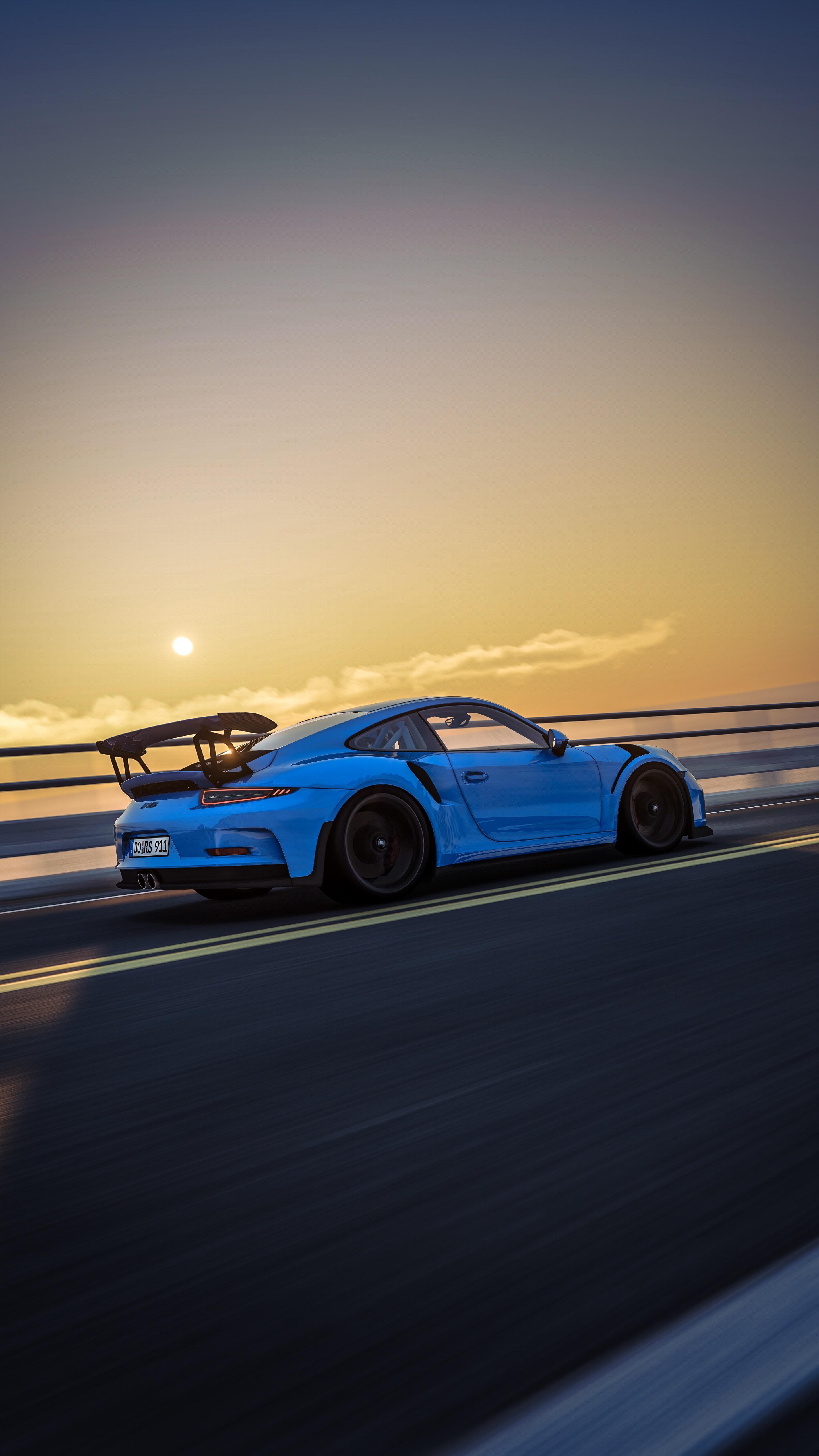 2880x5120 Porsche 911 sunset