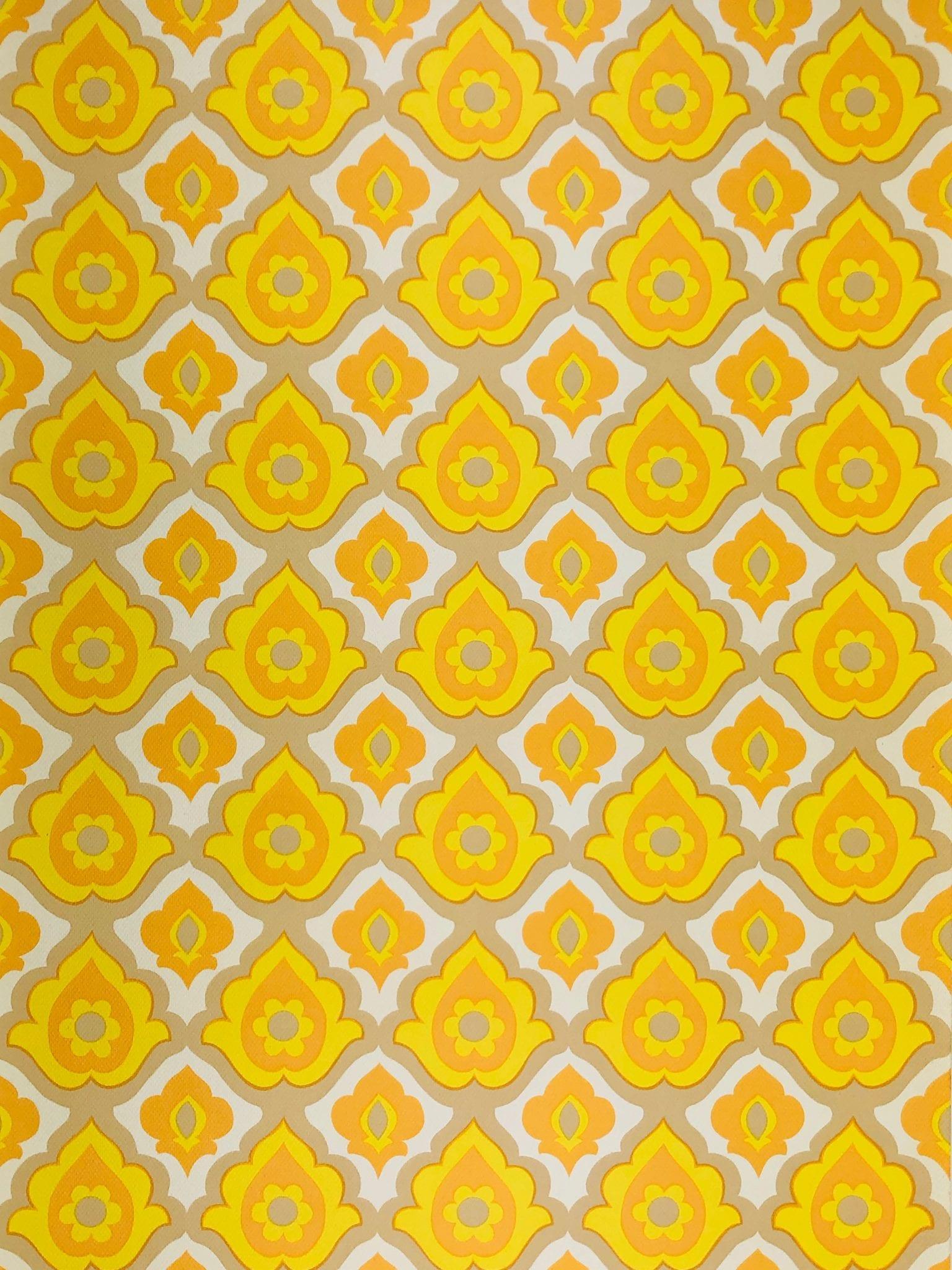 Silver Grey Yellow Damask Wallpaper - Vintage Floral Metallic Design By CWV