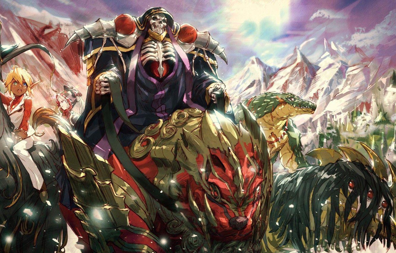 1332x850 Wallpaper girl, anime, art, skeleton, Overlord, The Lord image