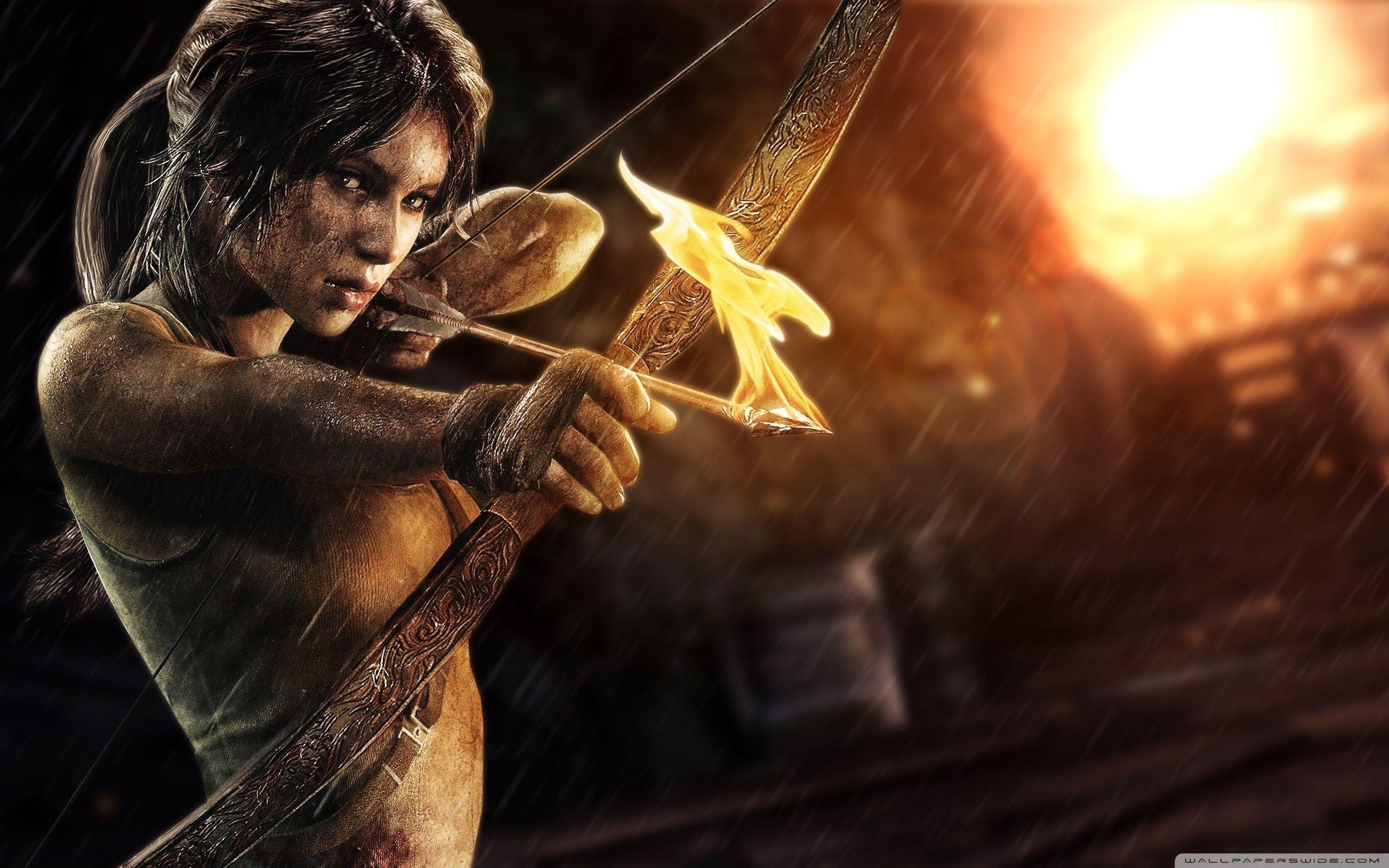 2560x1600 Lara Croft Bow and Arrow Ultra HD Desktop Background Wallpaper