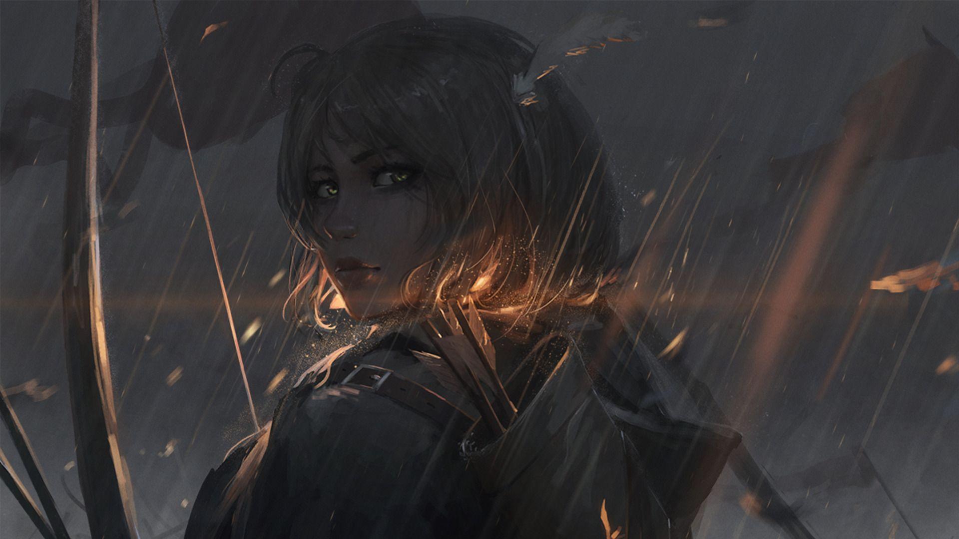 1920x1080 warrior, Artwork, Fantasy art, Bow and arrow Wallpaper HD