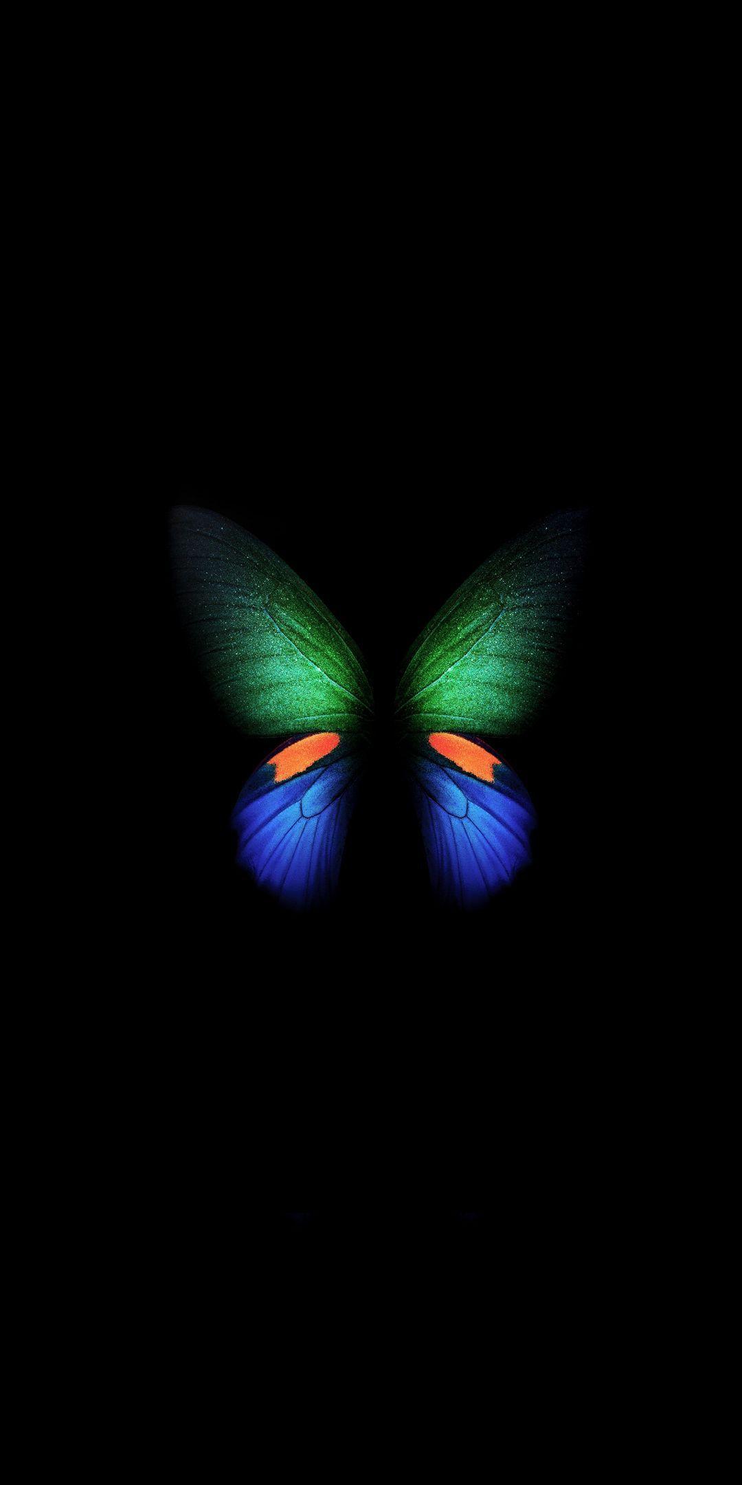 1080x2160 Samsung Galaxy Fold, Green Blue Butterfly, Minimal, Art, 1080x2160