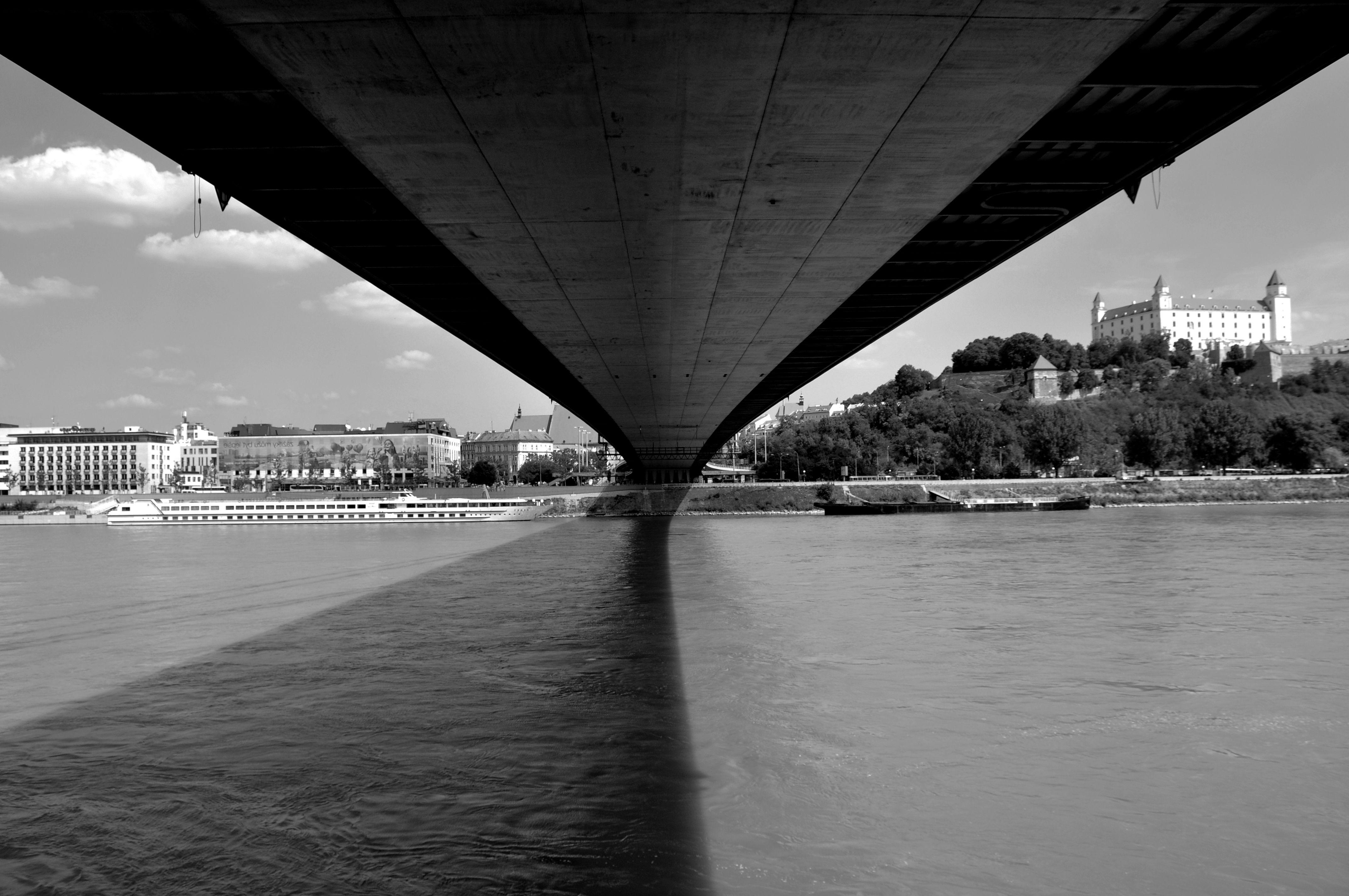 4288x2848 Monochrome, Bridge, River, Castle, Slovakia, Bratislava