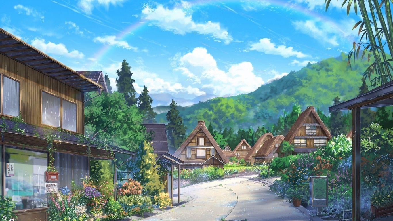 1366x768 Anime Landscape Wallpaper Laptop
