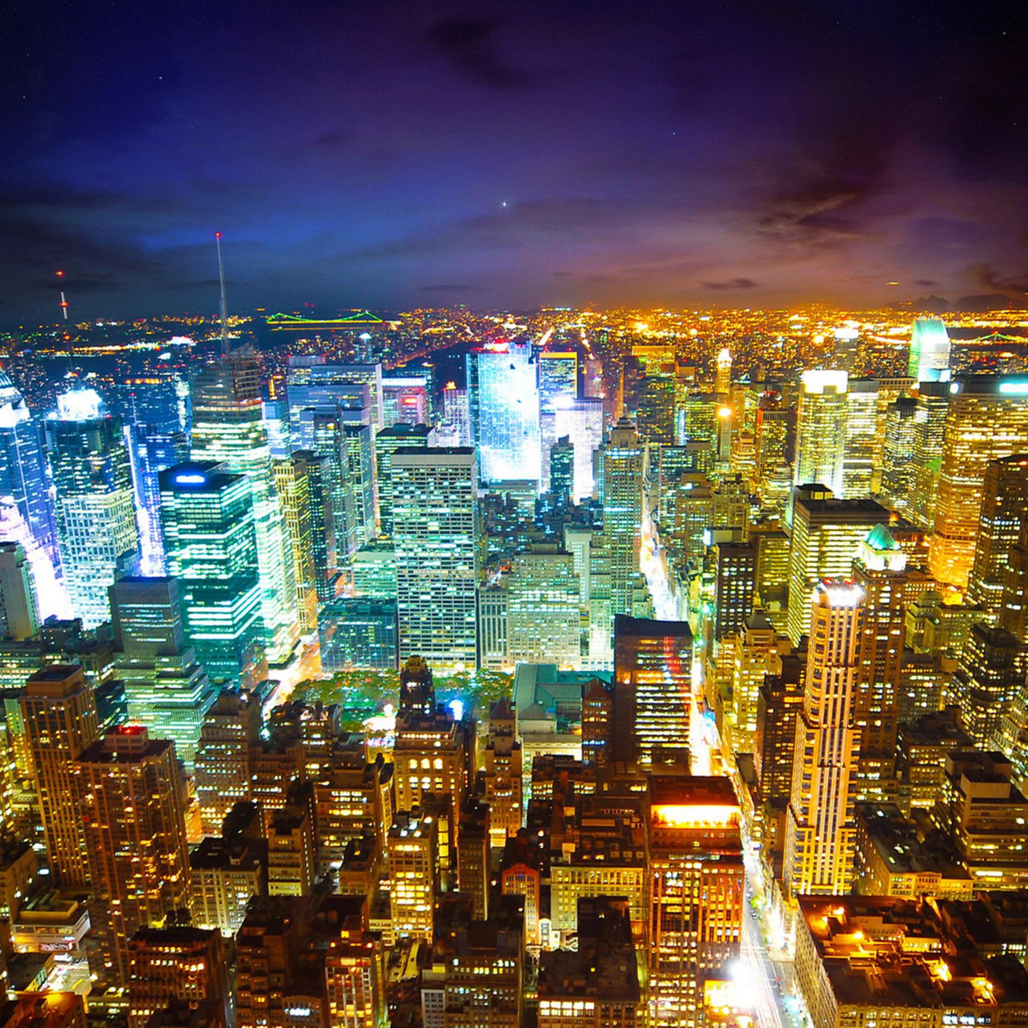 2048x2048 Night City Landscape iPad Air Wallpaper Free Download