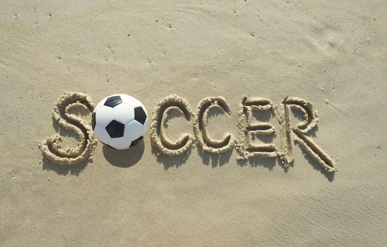 1332x850 Wallpaper sand, beach, the sun, the inscription, football