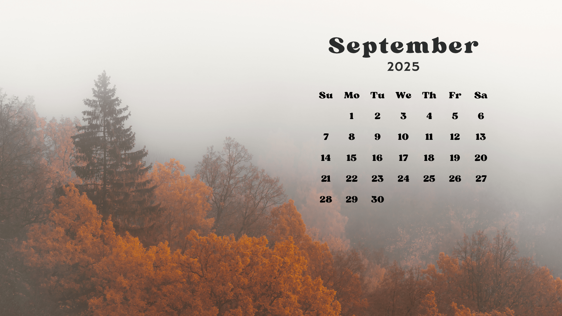 1920x1080 Free September 2025 Desktop Calendar Background (EASY DOWNLOAD)