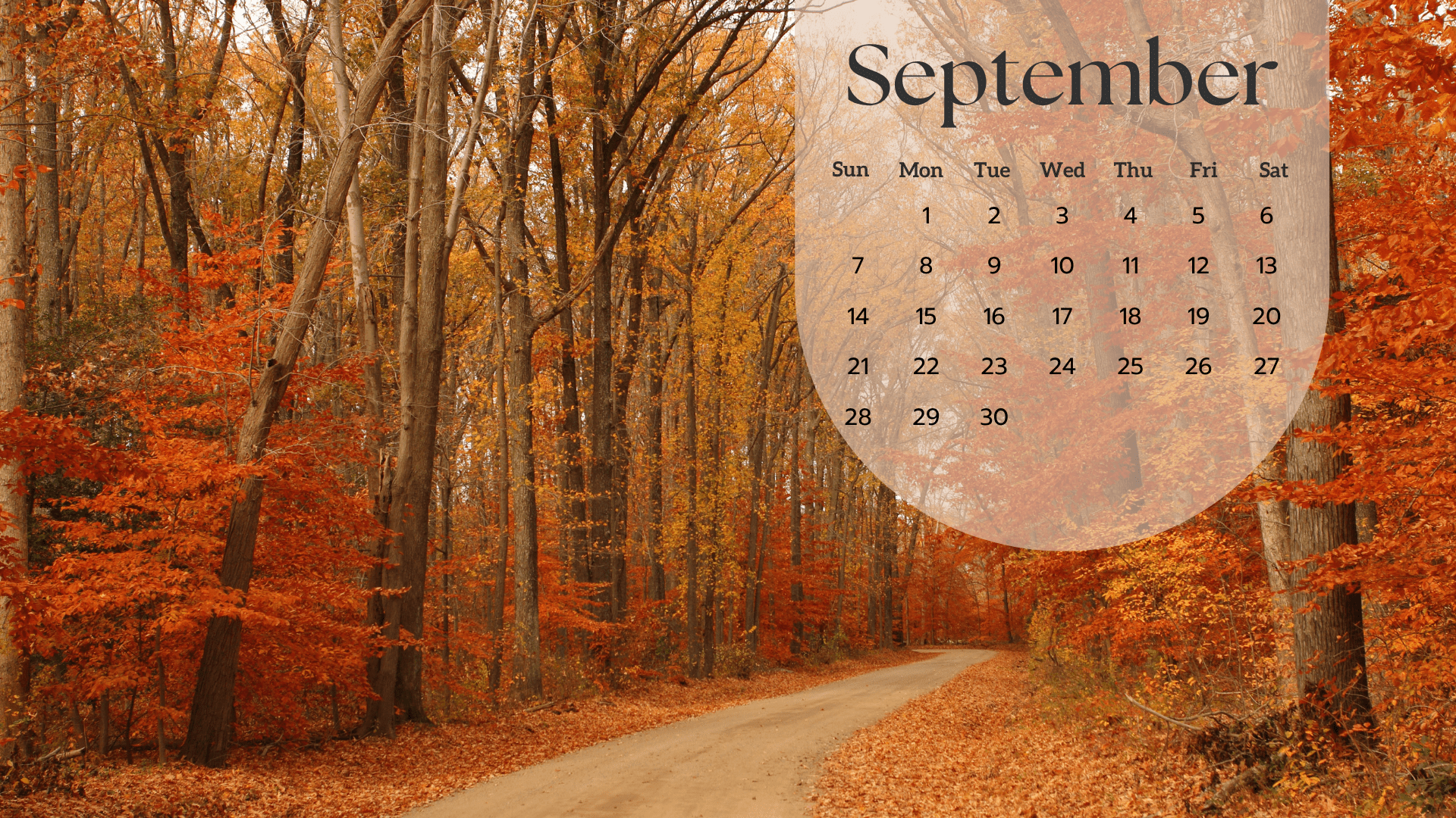 1920x1080 Free September 2025 Desktop Calendar Background (EASY DOWNLOAD)