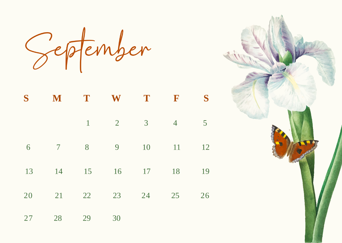 1200x851 Free Watercolor September 2025 Calendar Template to Edit Online