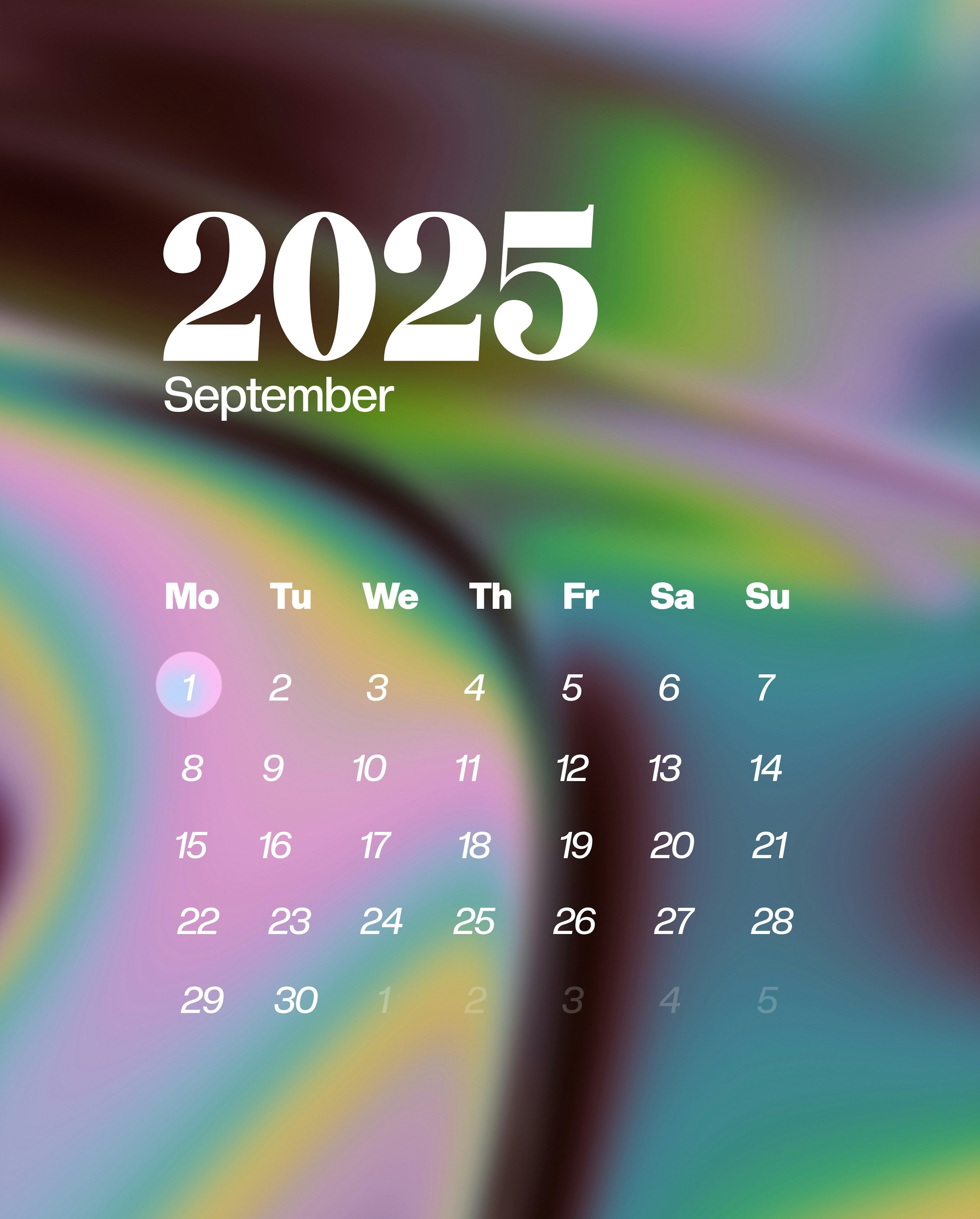 3000x3731 September 2025 calendar on colorful abstract background photo