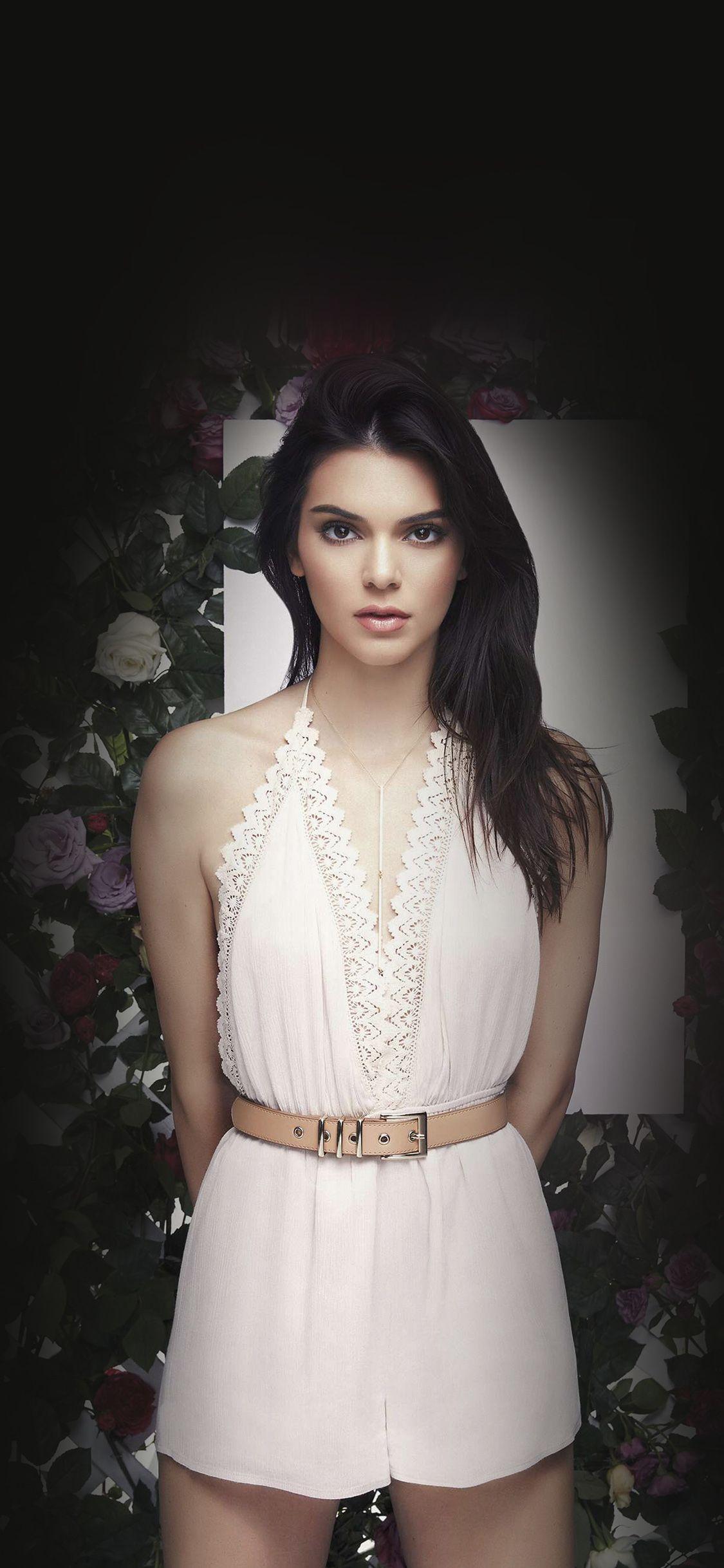 1125x2436 iPhone wallpaper. kendall jenner flower dark