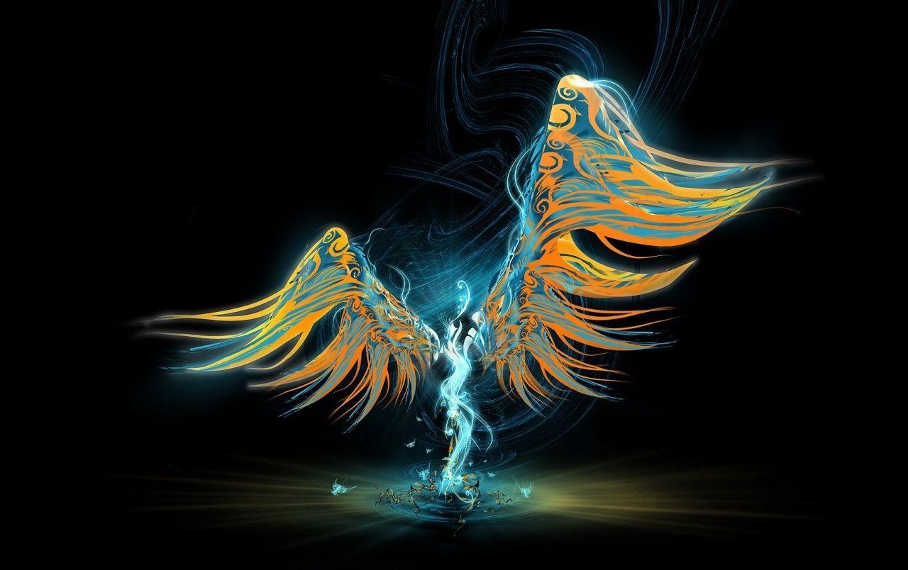 1280x804 Abstract Wings Blue & Orange wallpaper. Abstract Wings Blue