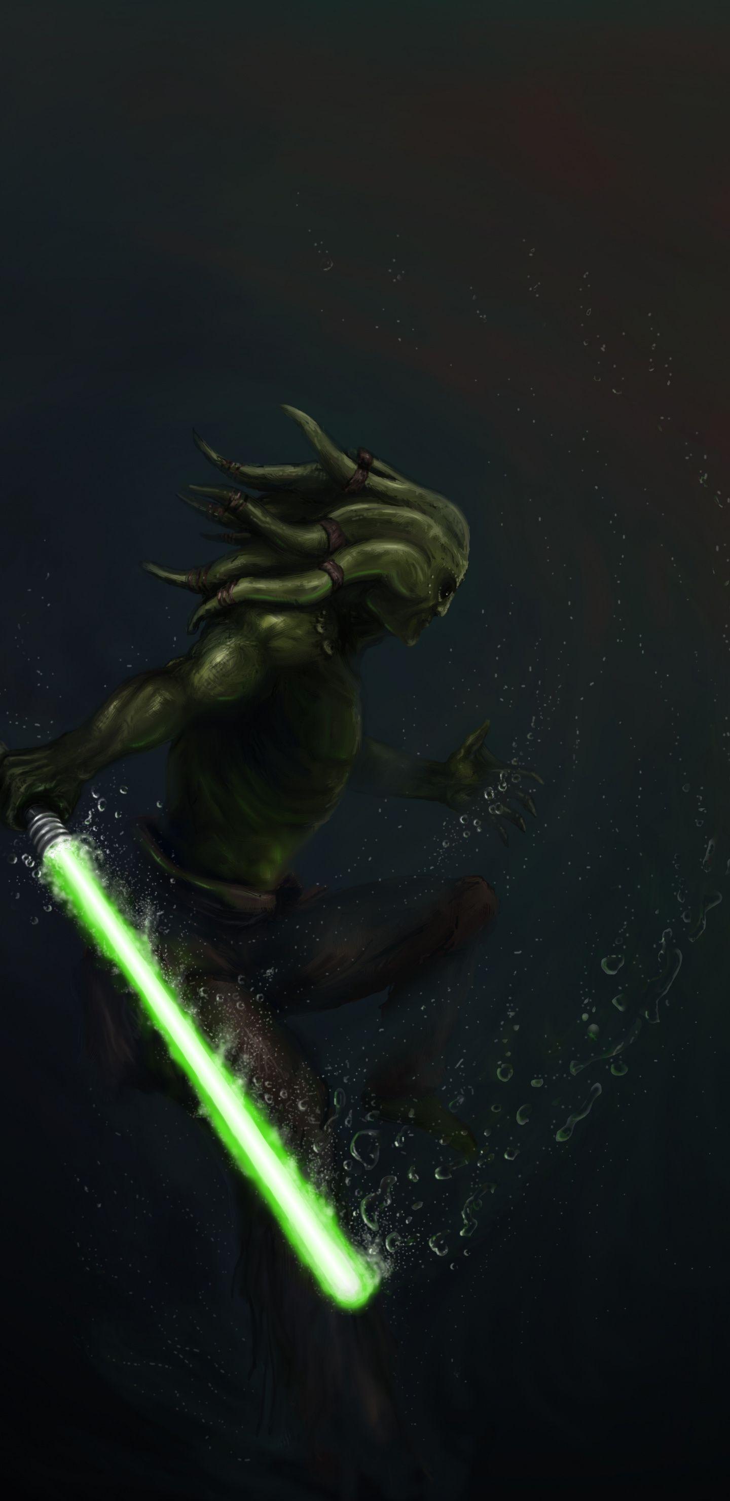 1440x2960 Download 1440x2960 wallpaper dark, kit fisto, star wars, video
