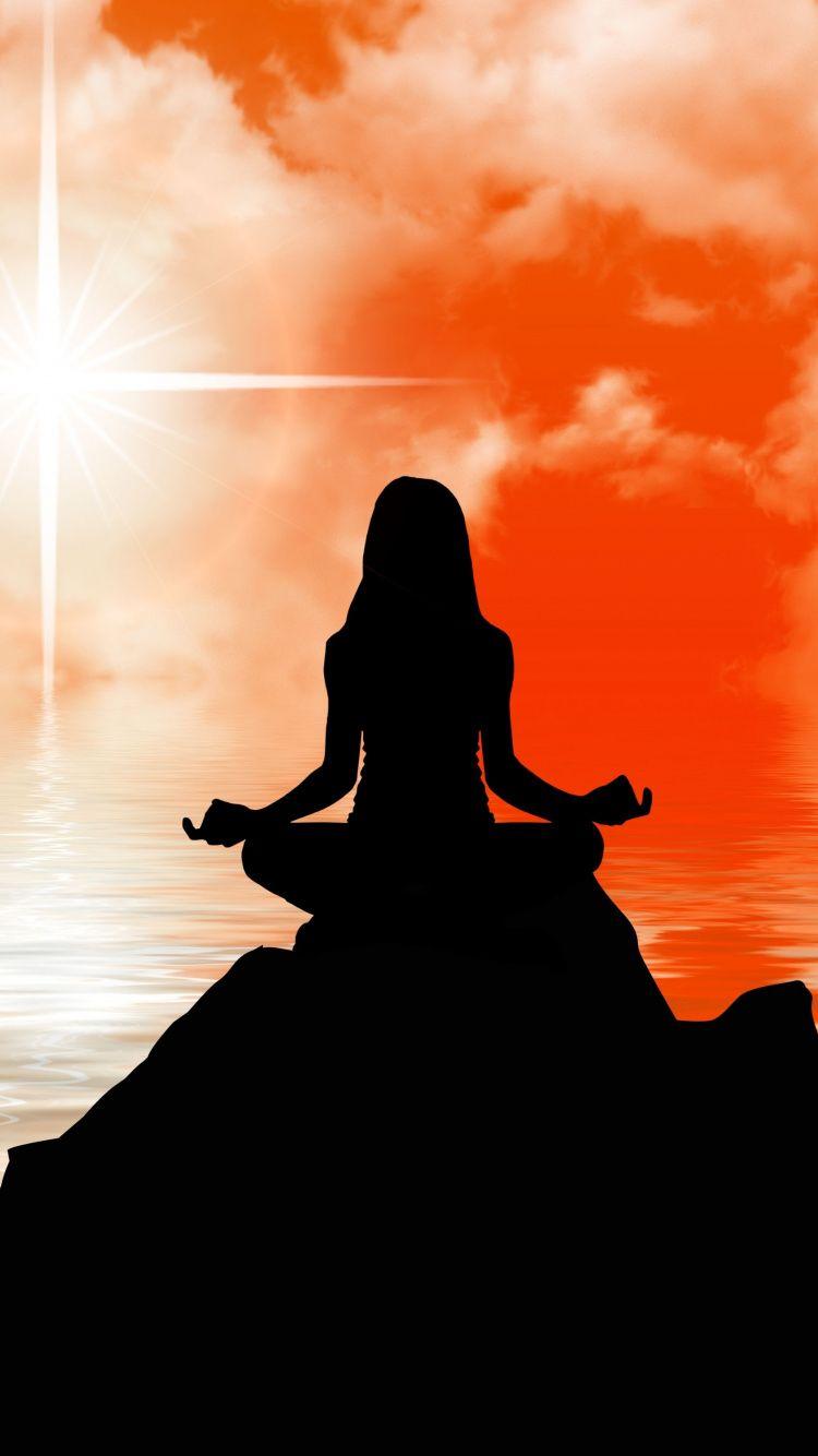 750x1334 Download Girl, meditation, silhouette, art wallpaper, 750x1334
