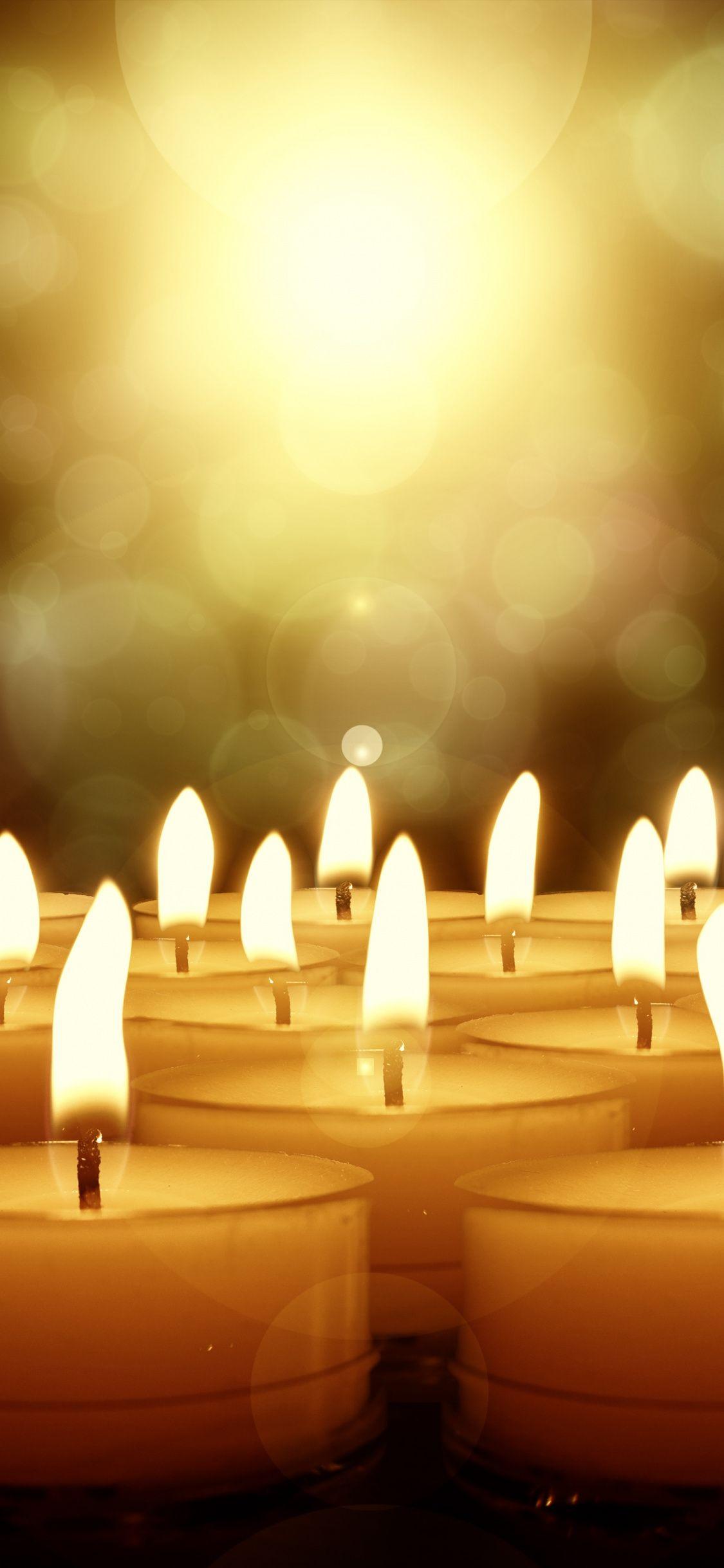 1125x2436 Peace, meditation, candles, lights, bokeh wallpaper, 4961x HD