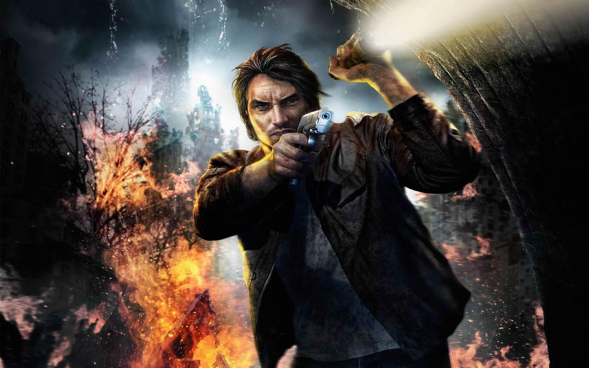 1920x1200 Gun And Flashlight In The Dark Wallpaper