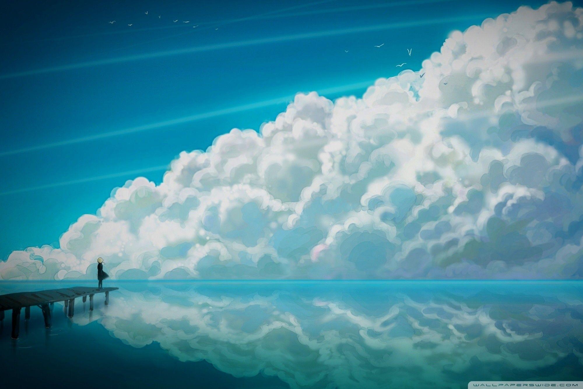 Anime landscape nature peace peaceful HD wallpaper  Wallpaperbetter