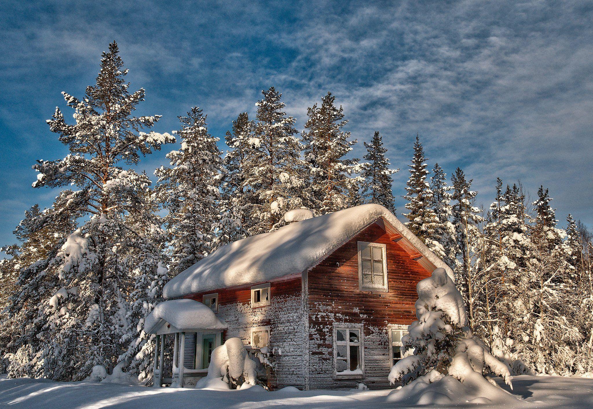 2048x1413 Download 2048x1413 cabin tree winter old house trees snow wallpaper