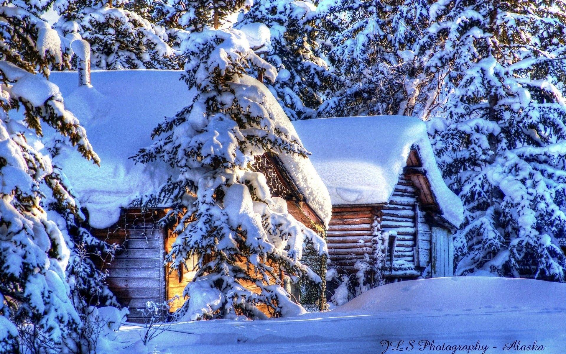 1920x1200 Winter Cabin Wallpaper